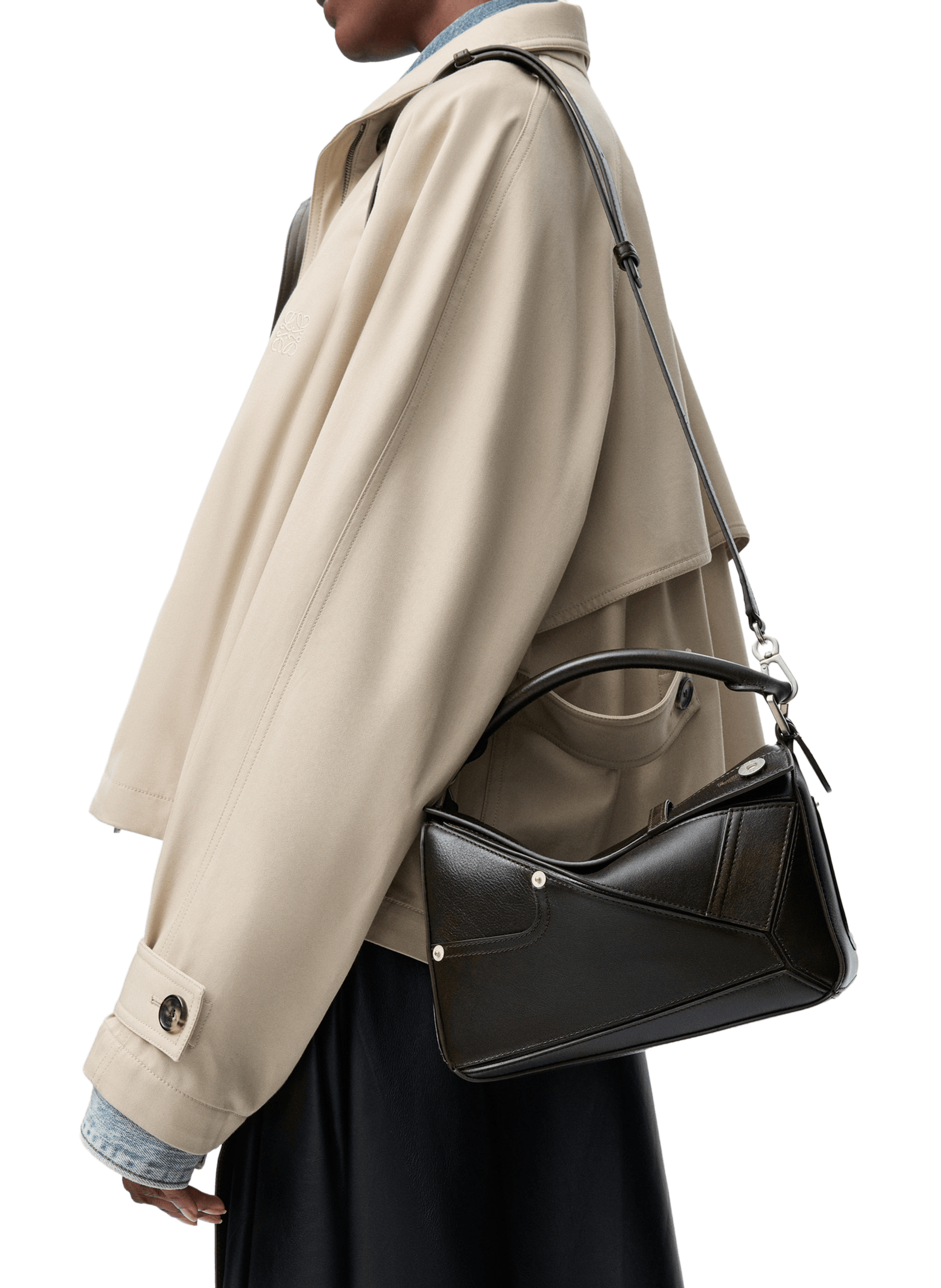 Small Puzzle Panta bag in shiny calfskin LOEWE Brown