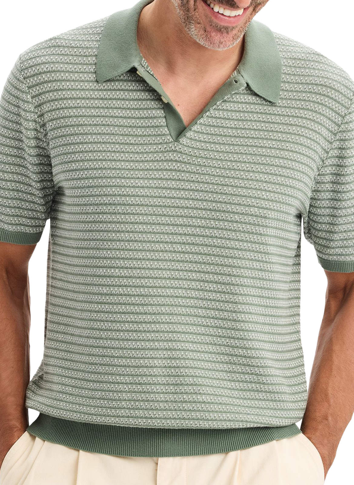 Striped polo in blended cotton DOCKERS Green