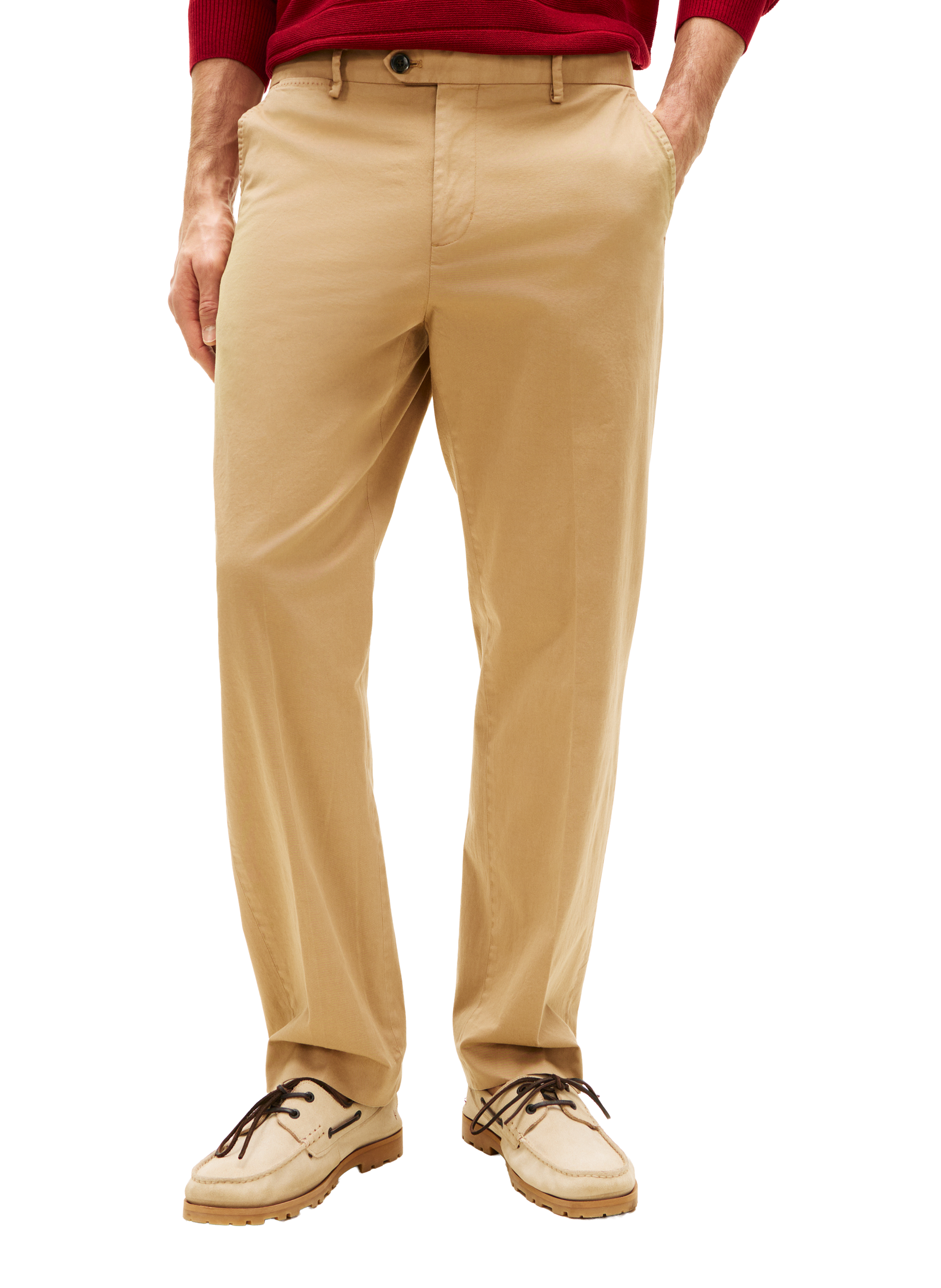 Pantalon droit New York Label en coton mélangé TOMMY HILFIGER Beige