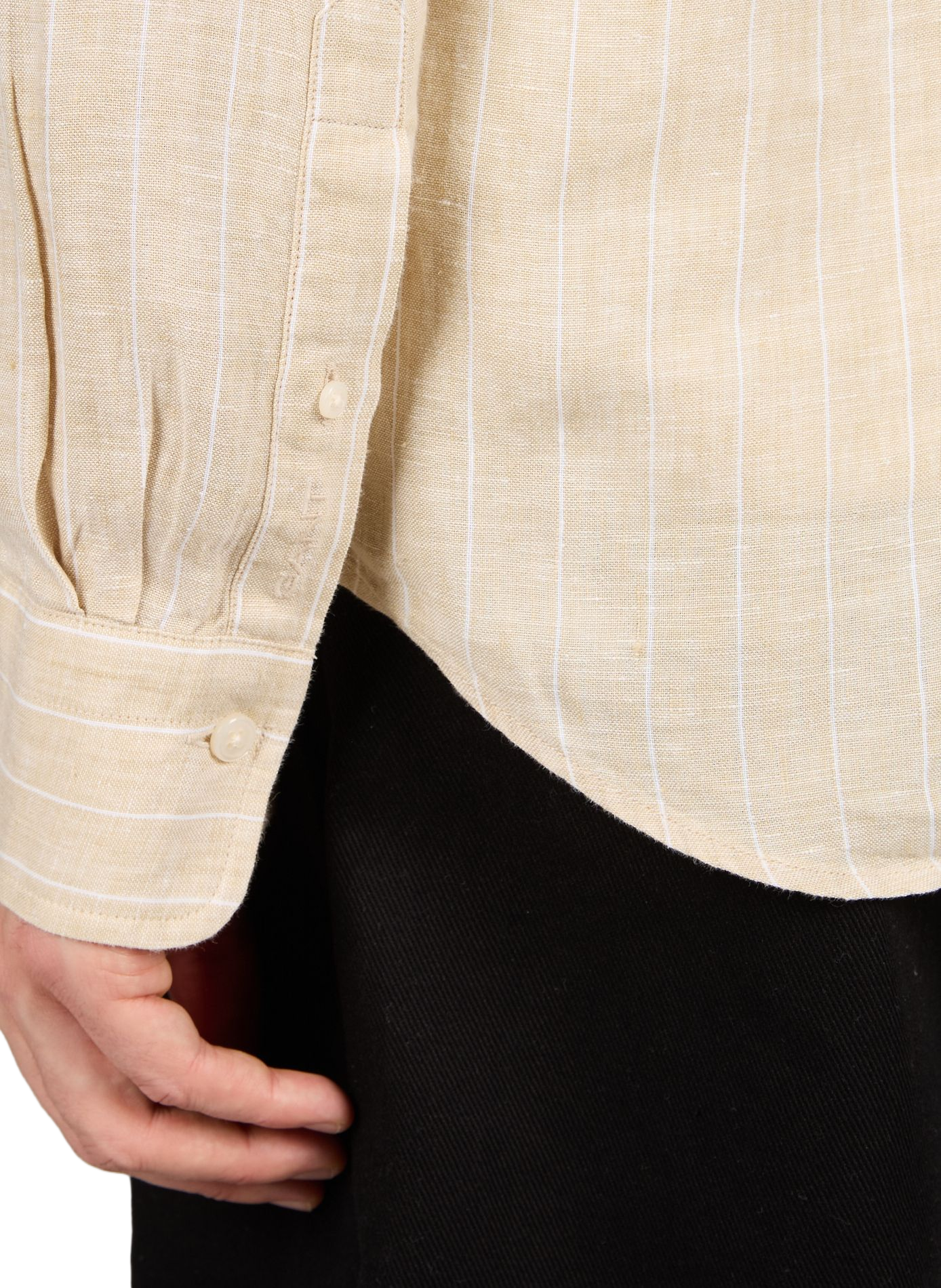 Chemise droite à rayures en lin GANT Beige