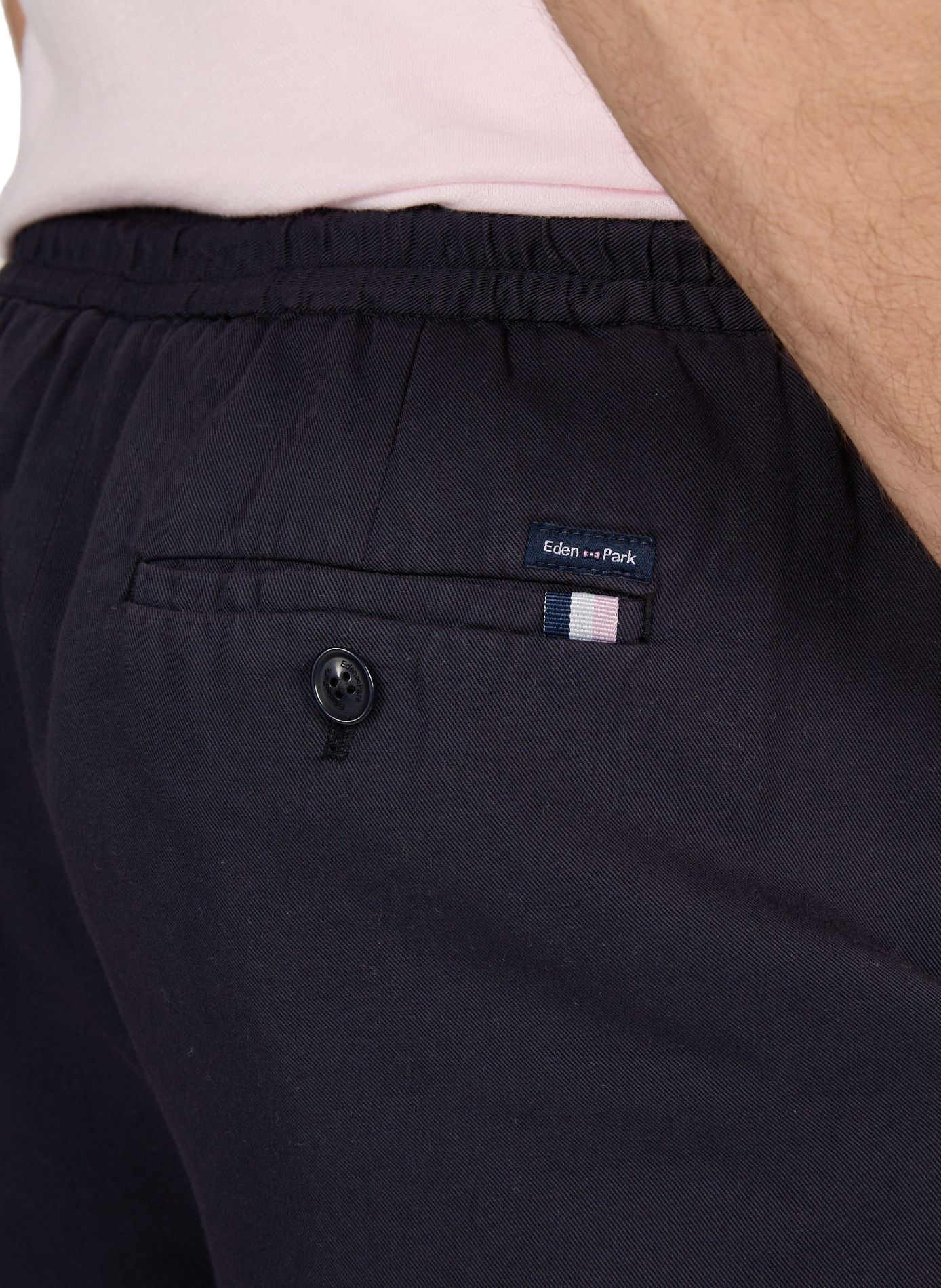 Pantalón ancho de algodón y lino mezclados Azul