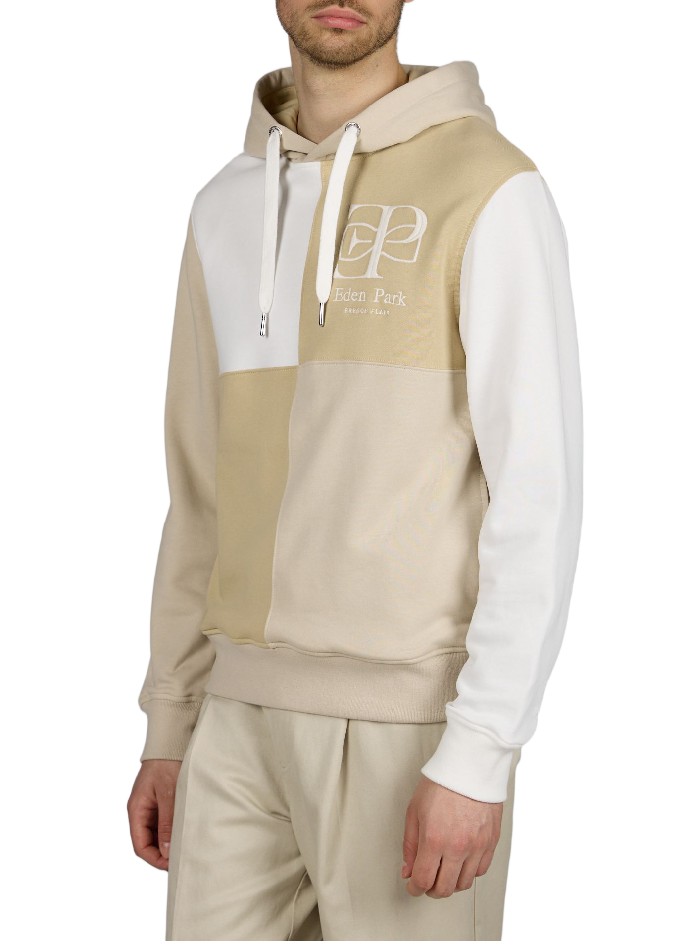 Sweat à capuche colorblock en coton EDEN PARK Bleu