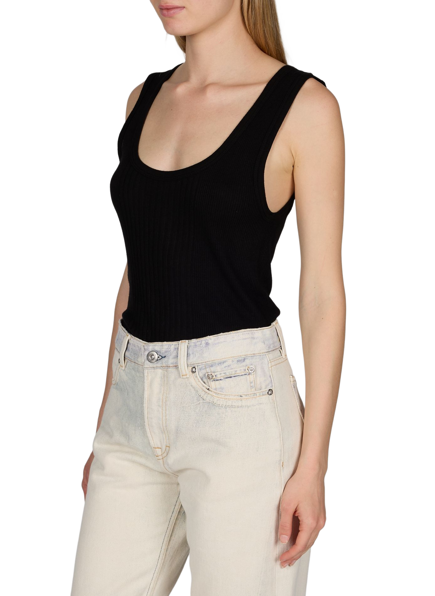 Malawi cotton knit tank top PURE SUGAR Black