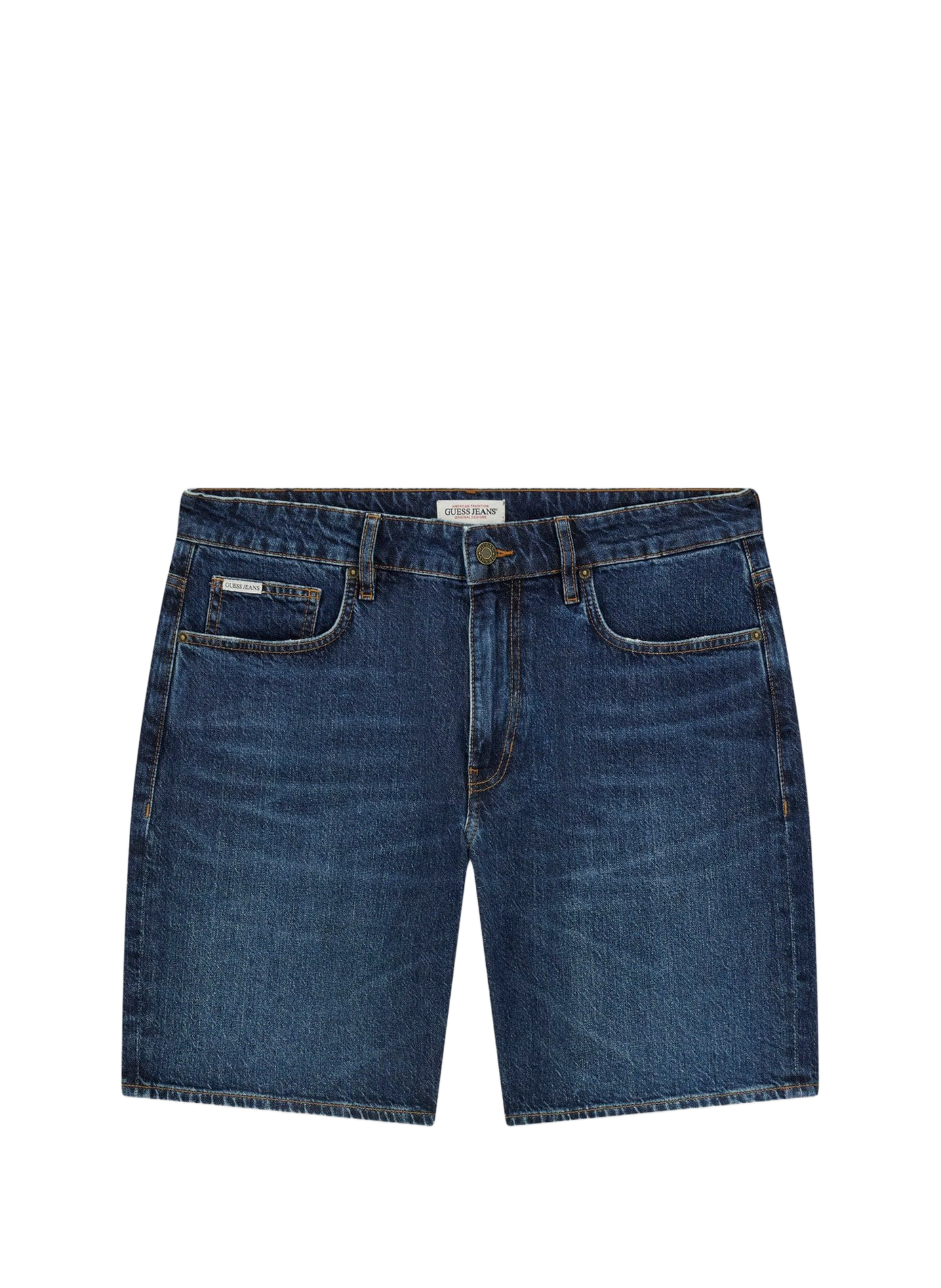 Denim cotton blend shorts GUESS Blue