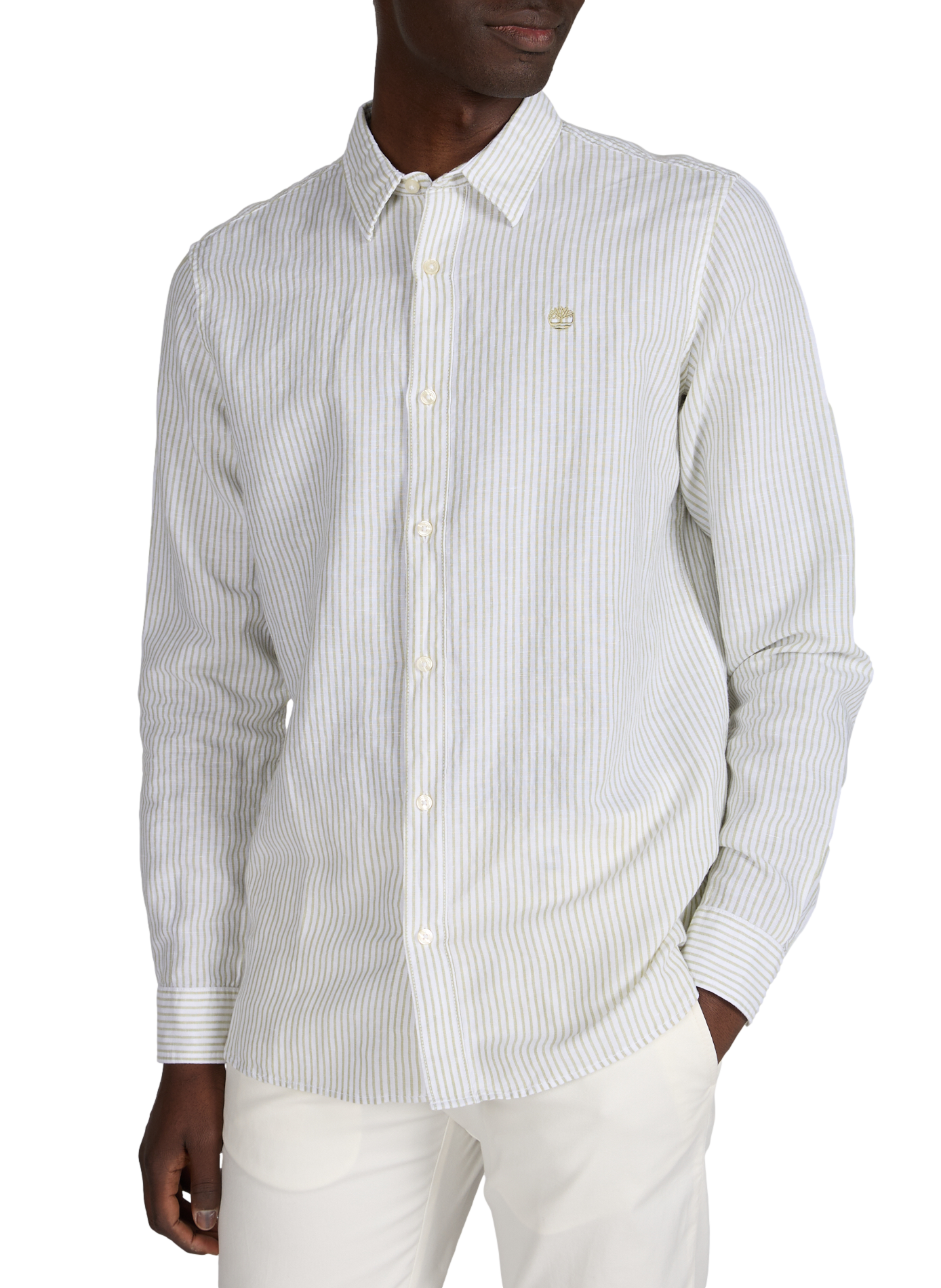 Straight Striped Shirt in Cotton and Linen TIMBERLAND
