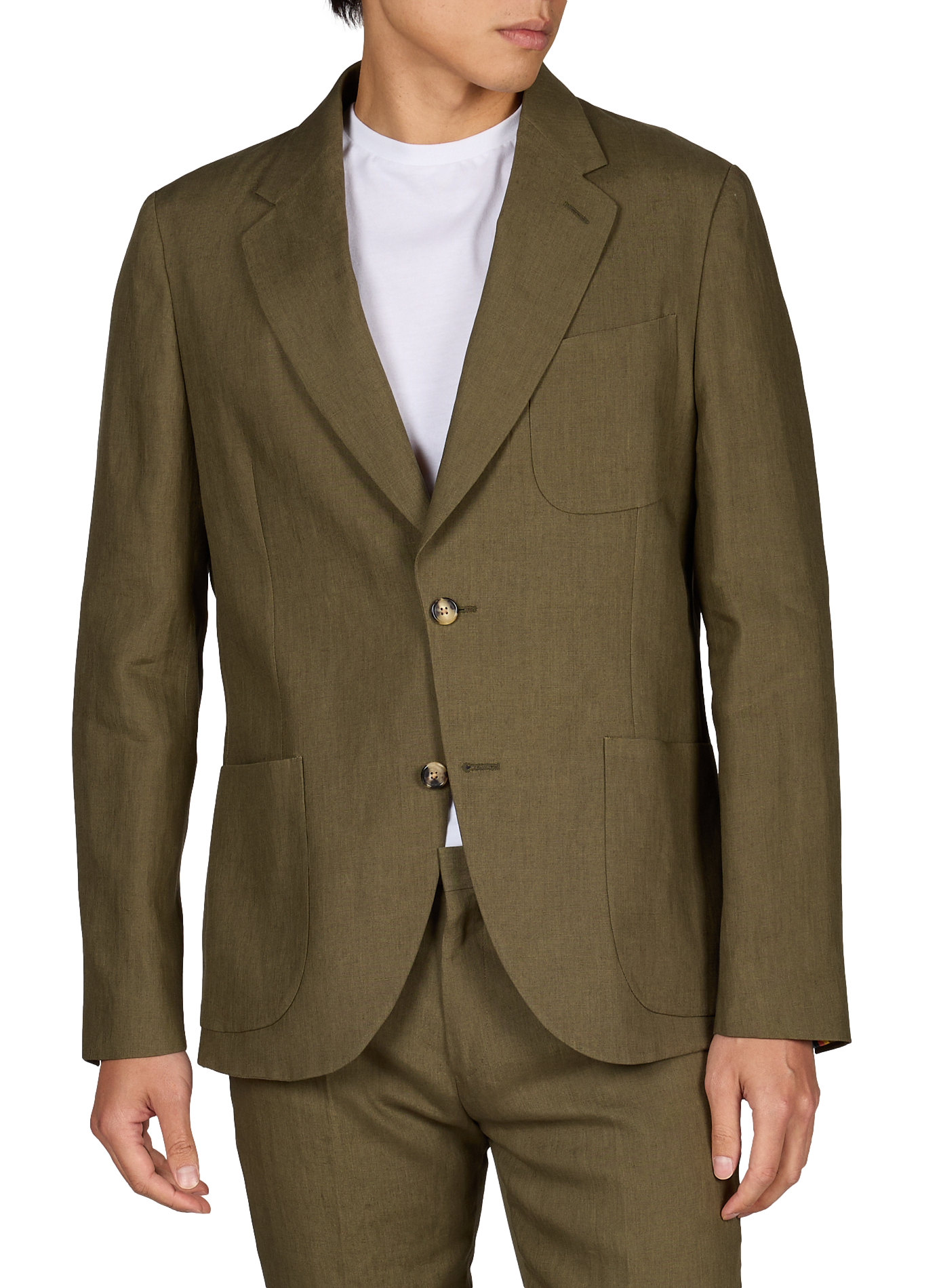 Veste de costume droite en lin PAUL SMITH Kaki