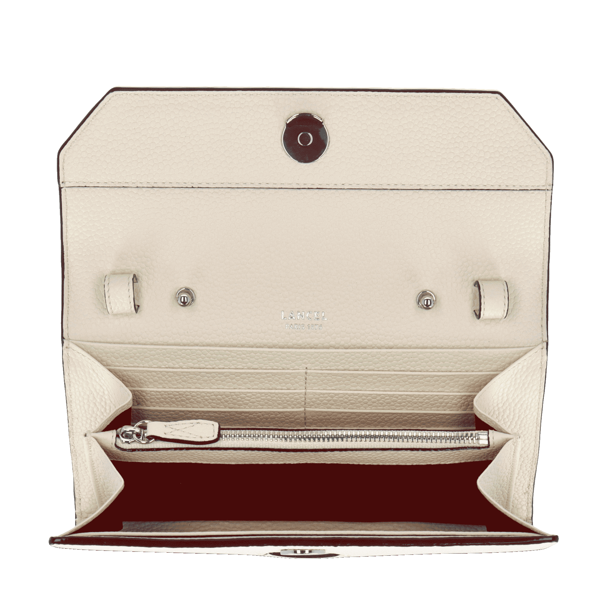 Portefeuille chaine ninon de lancel en cuirs de vachette graine & lisse LANCEL Blanc