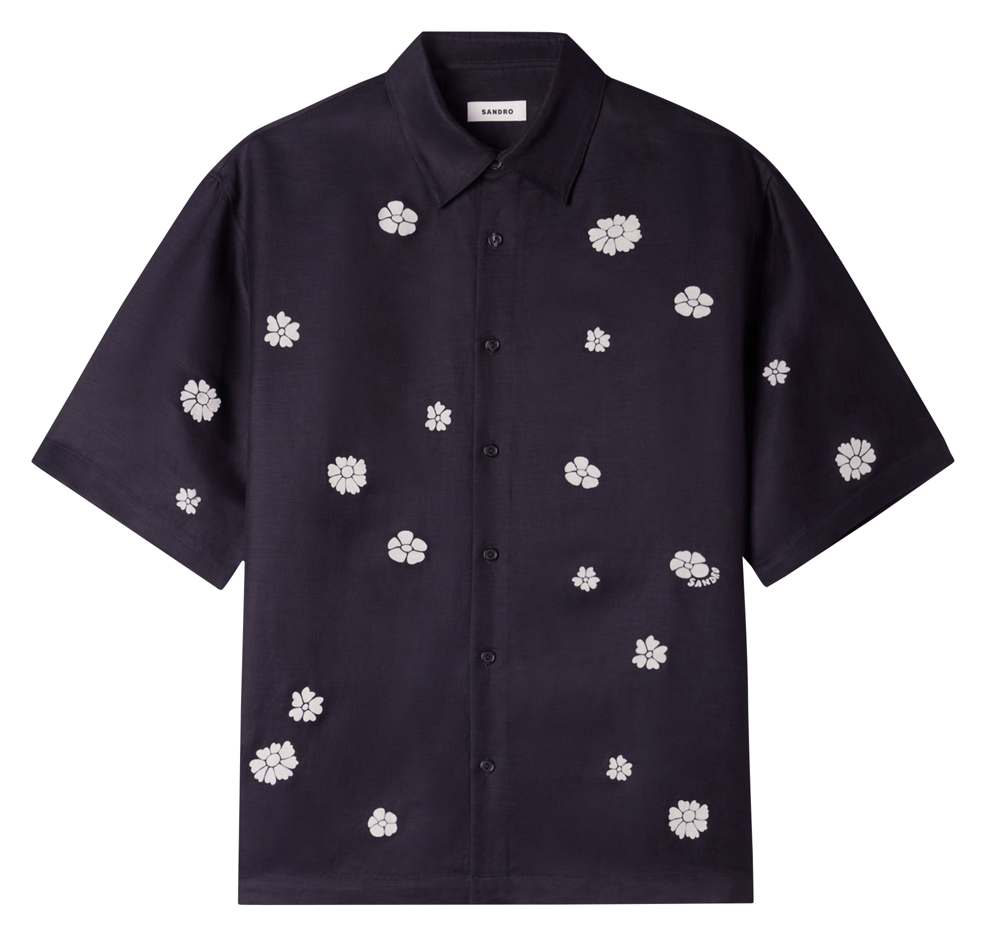 Chemise droite boutonnée à motif fleuri SANDRO Bleu