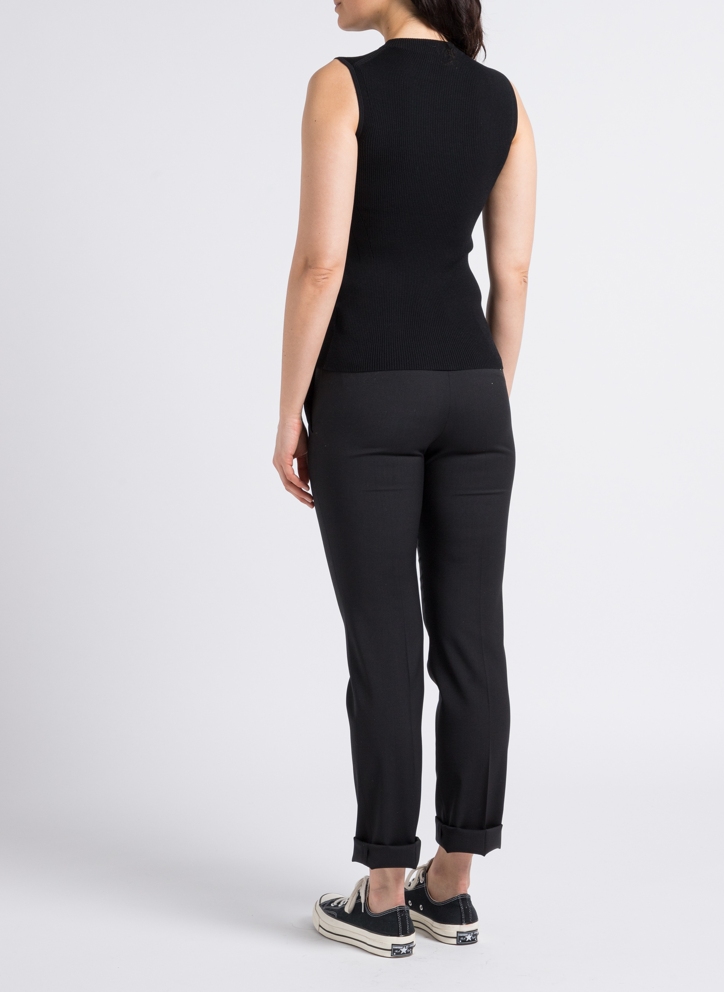 Tee-shirt côtelé sans manches à bords-côtes BOSS Noir
