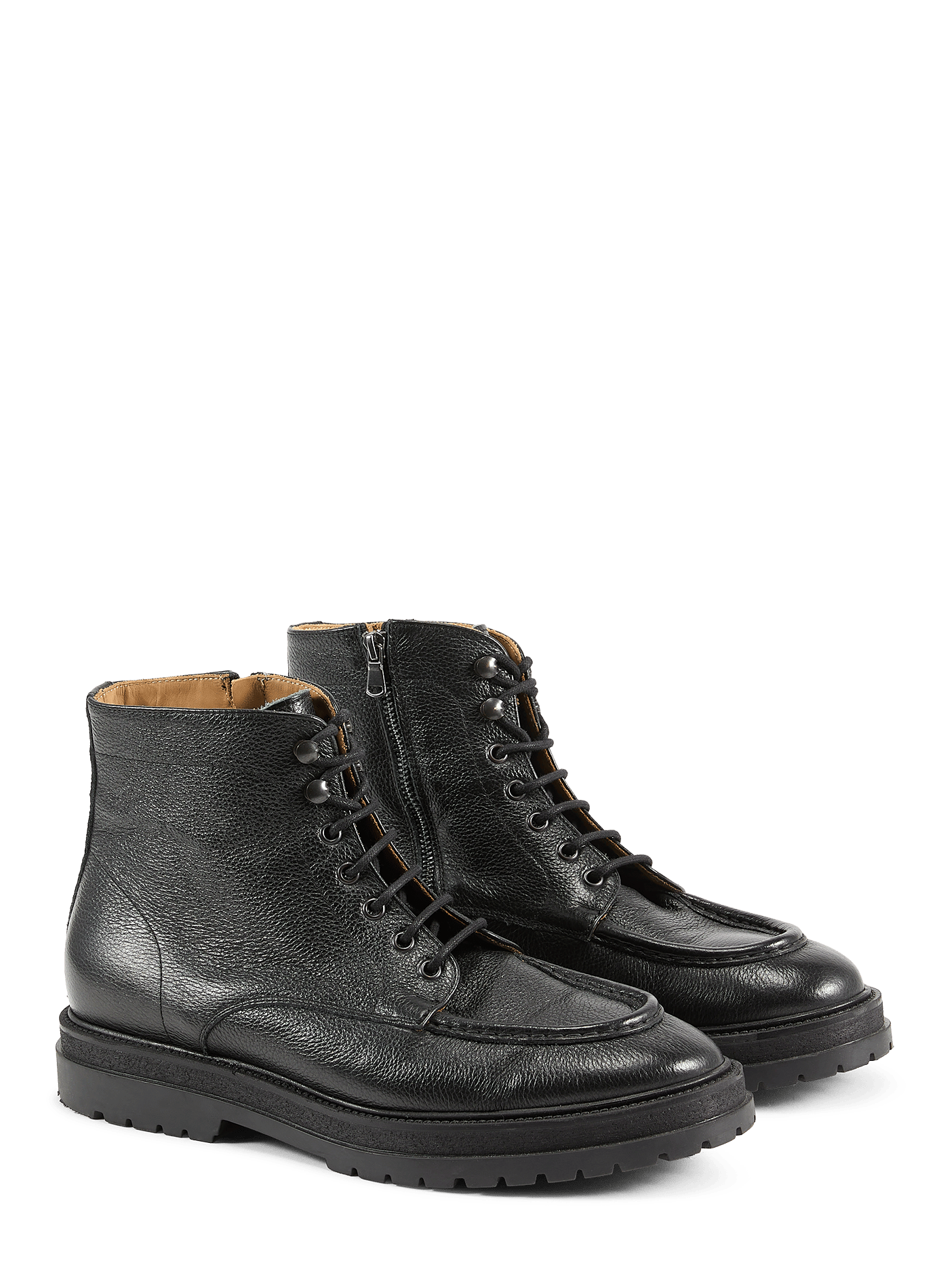 Grained leather lace-up ankle boots SAISON 1865 Black