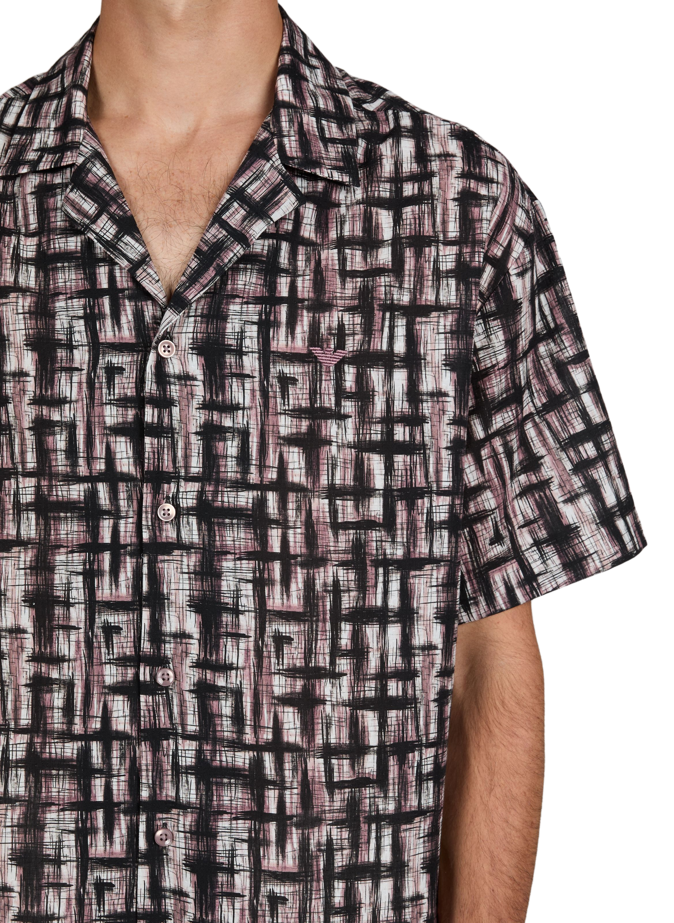 Textured cotton shirt with print ARMANI Khaki