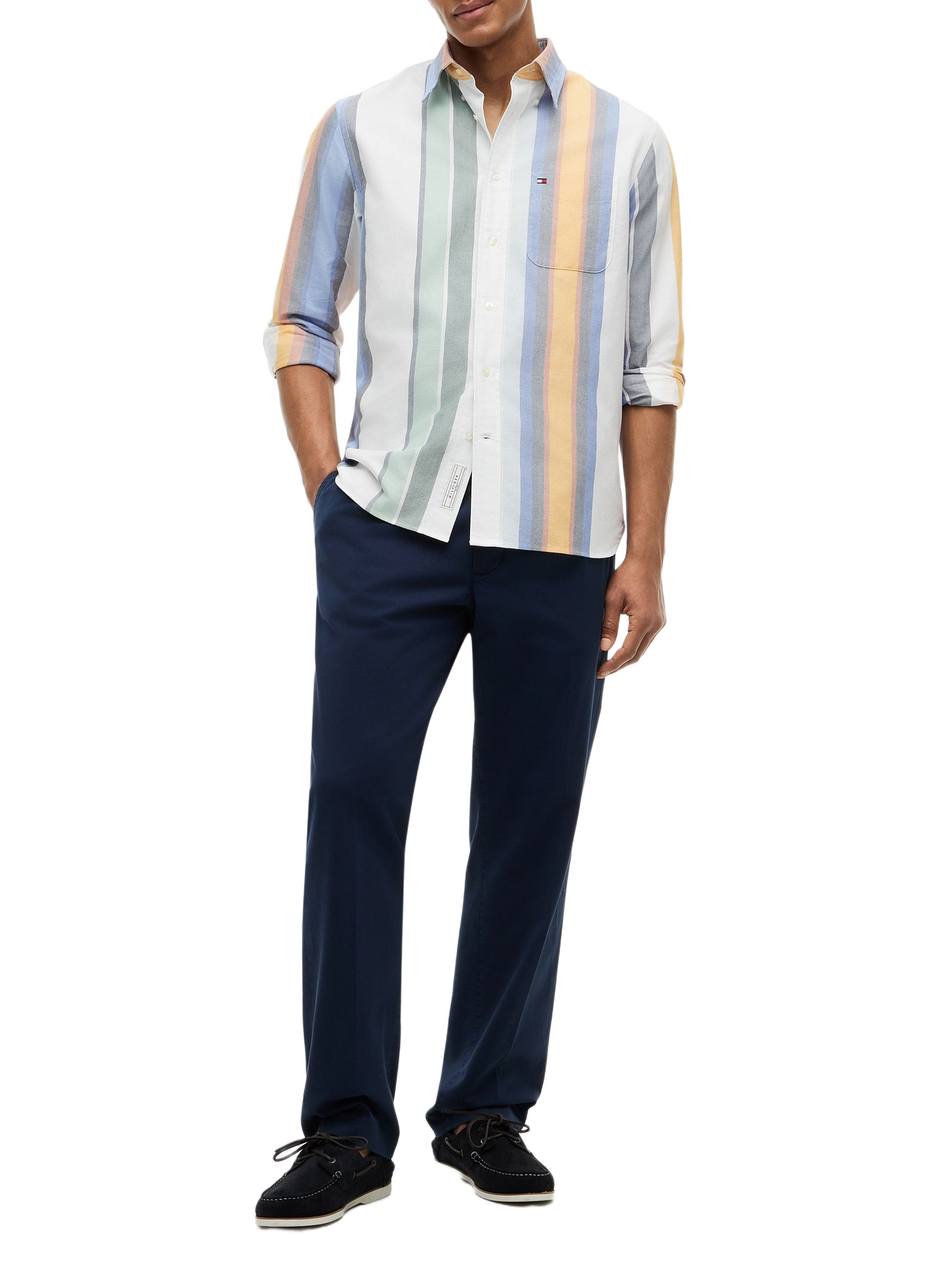 Cotton striped shirt with a button-down collar TOMMY HILFIGER White