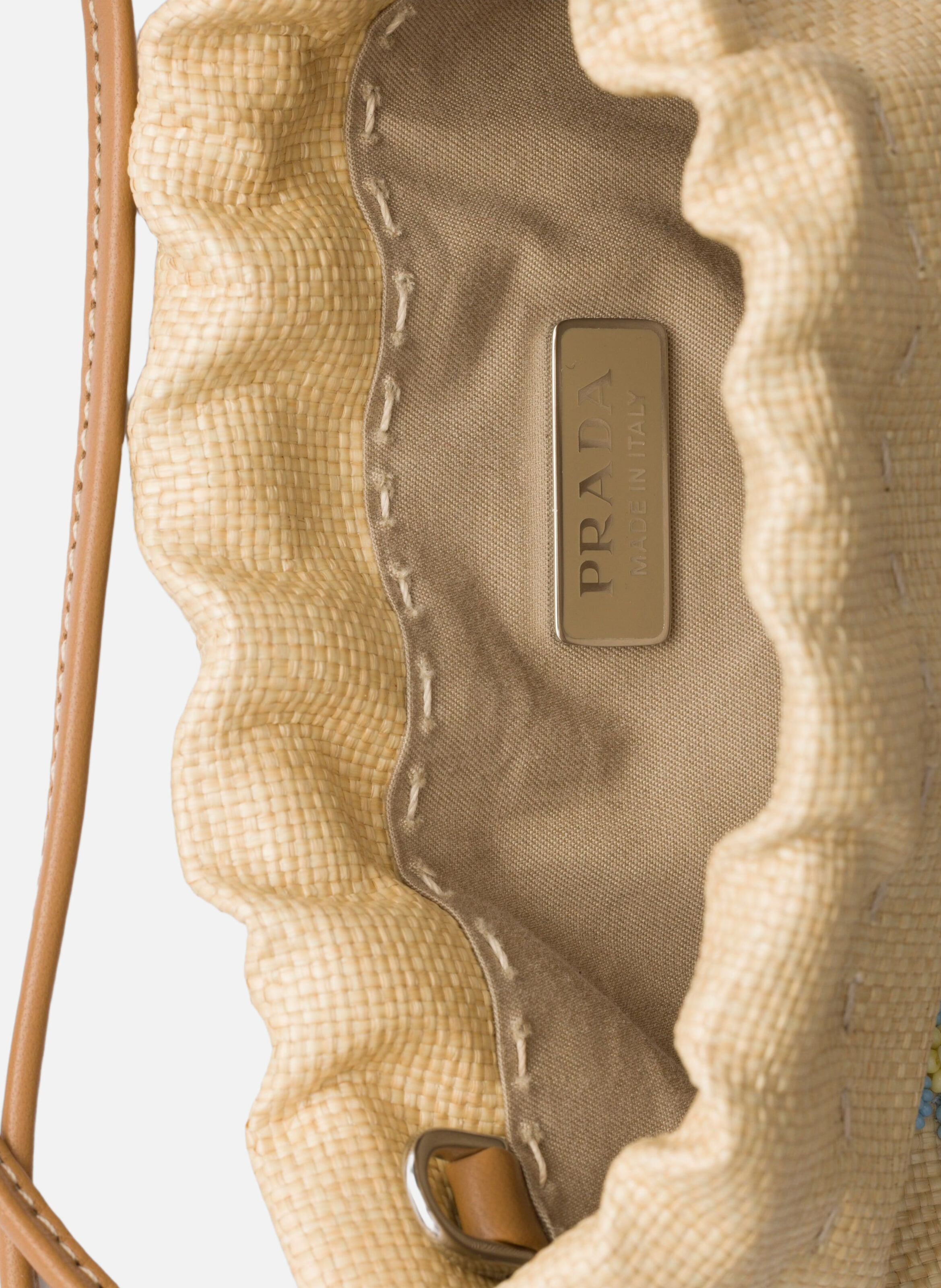 Étui pour smartphone en toile brodée PRADA Beige