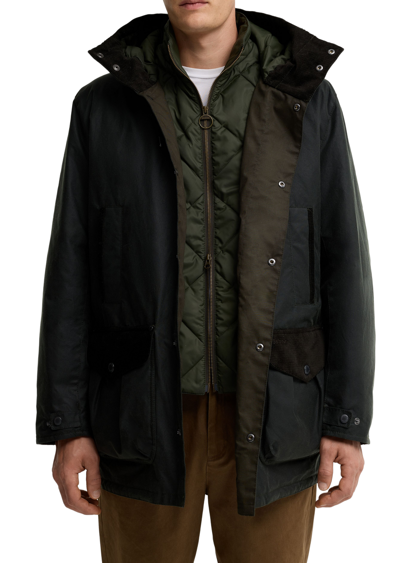Parka col montant en coton BARBOUR Vert