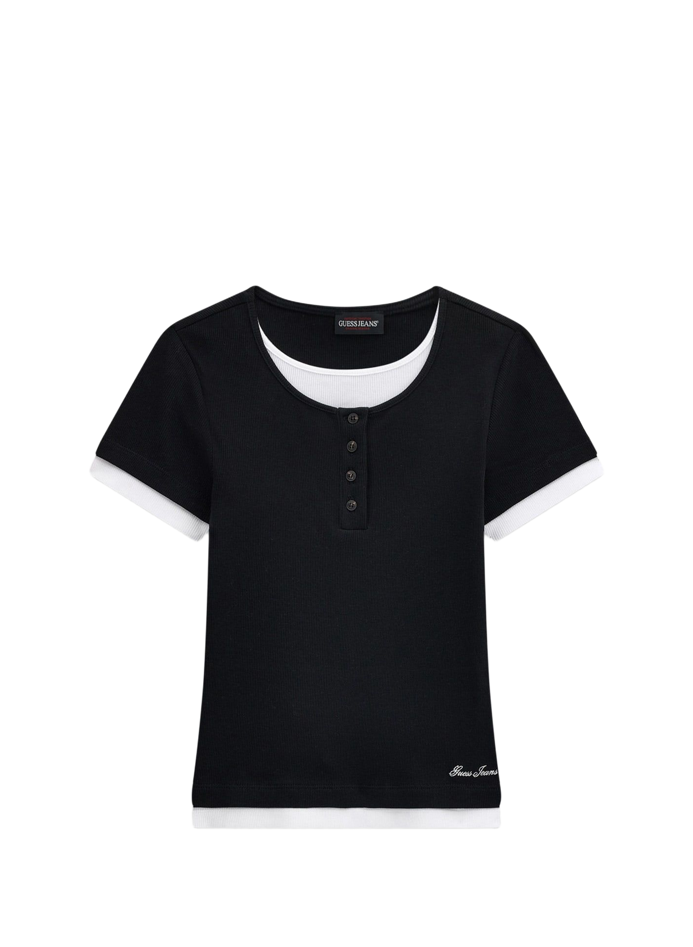 Tee-shirt col rond en coton mélangé GUESS Noir
