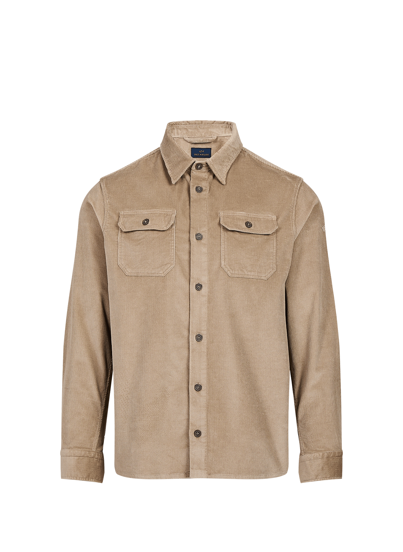Gerippte gerade Baumwollmischungsjacke PAUL & SHARK Beige