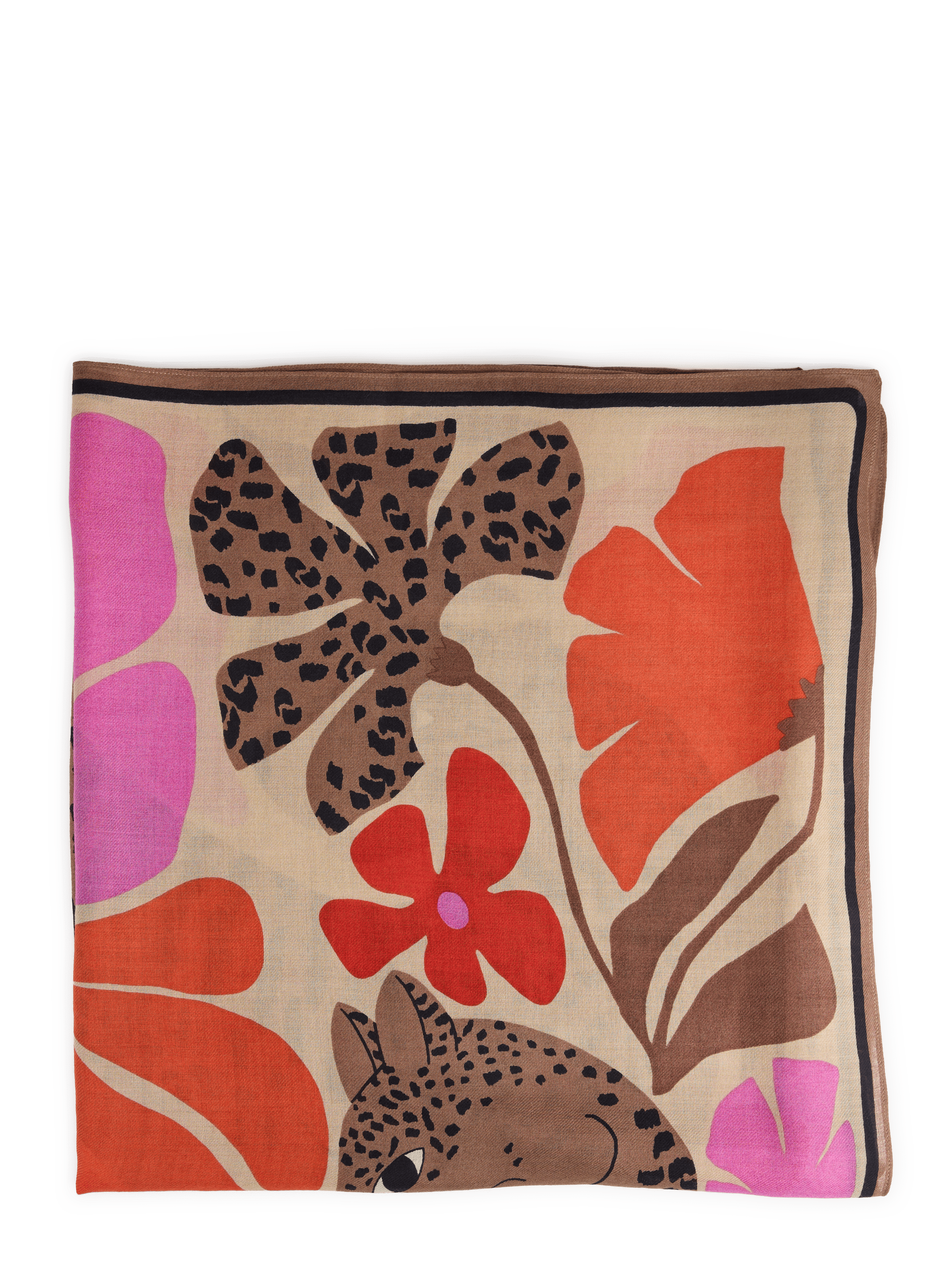 Printed wool scarf PANTEO INOUI EDITIONS Pink