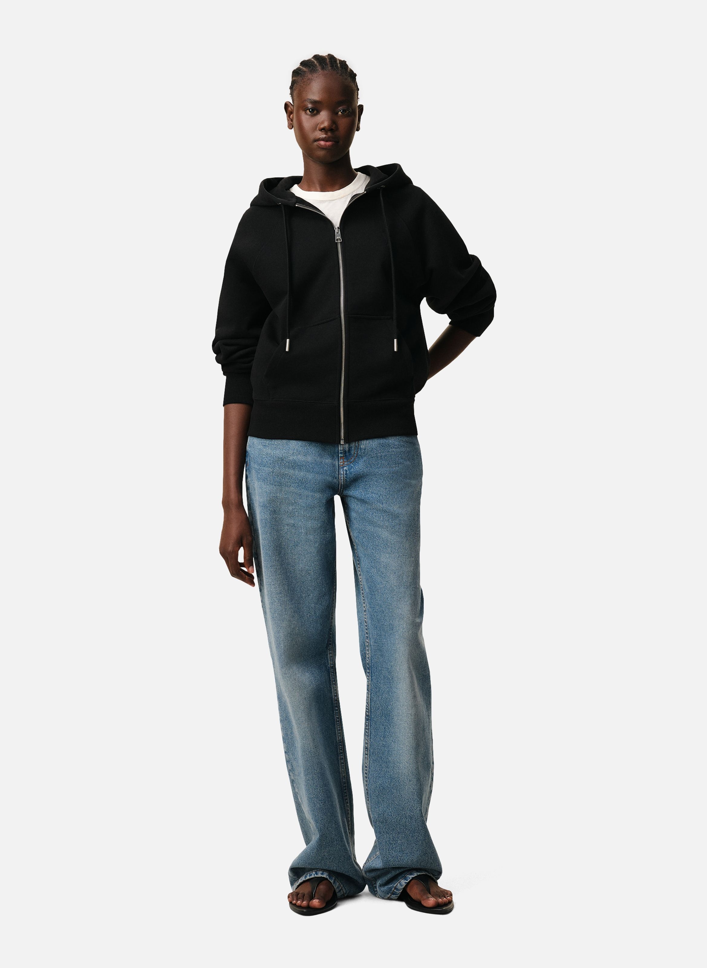 Hoodie zippé ami de coeur en coton unisexe AMI PARIS Noir