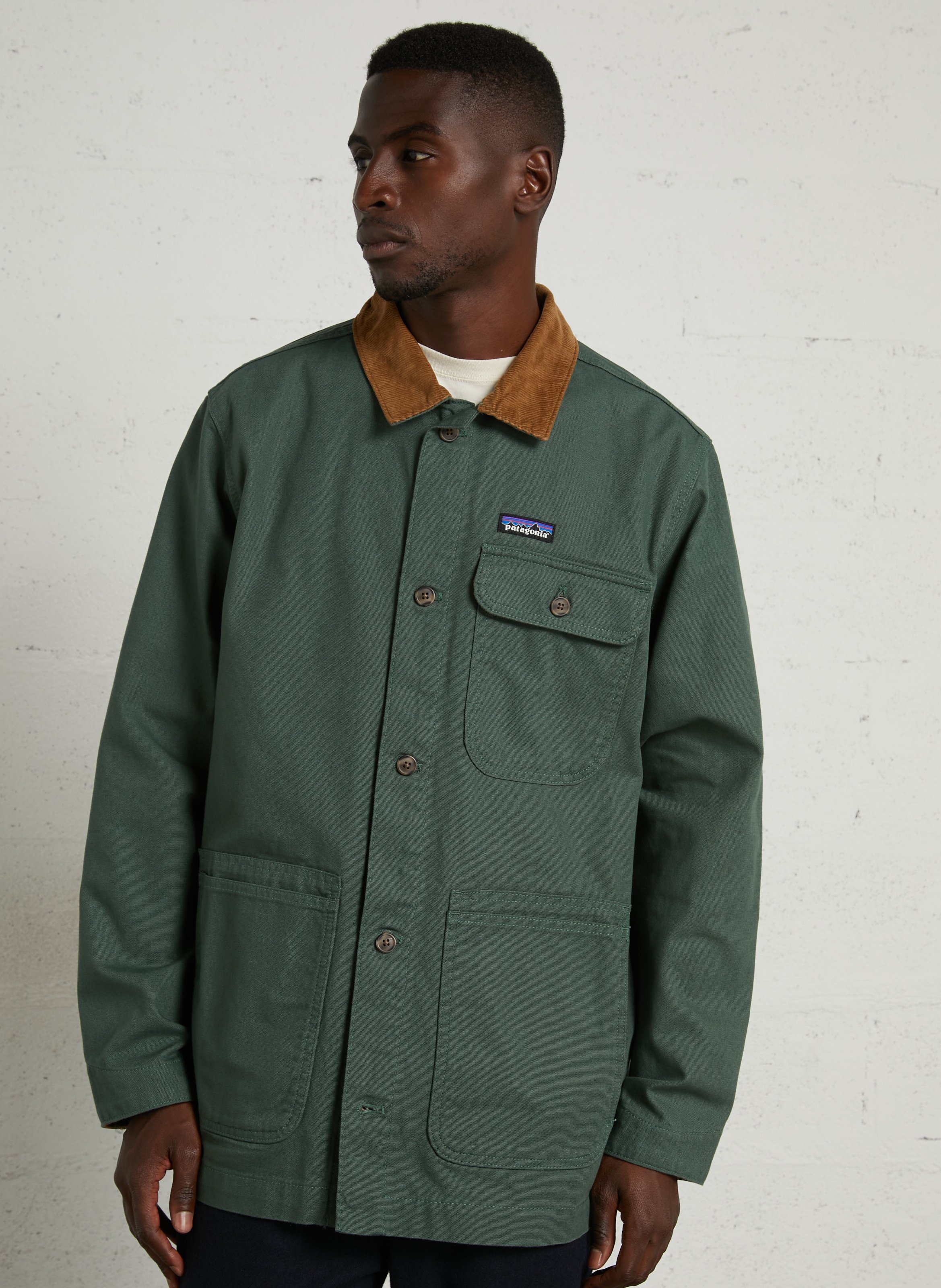 Veste droite col classique en coton bio PATAGONIA Vert
