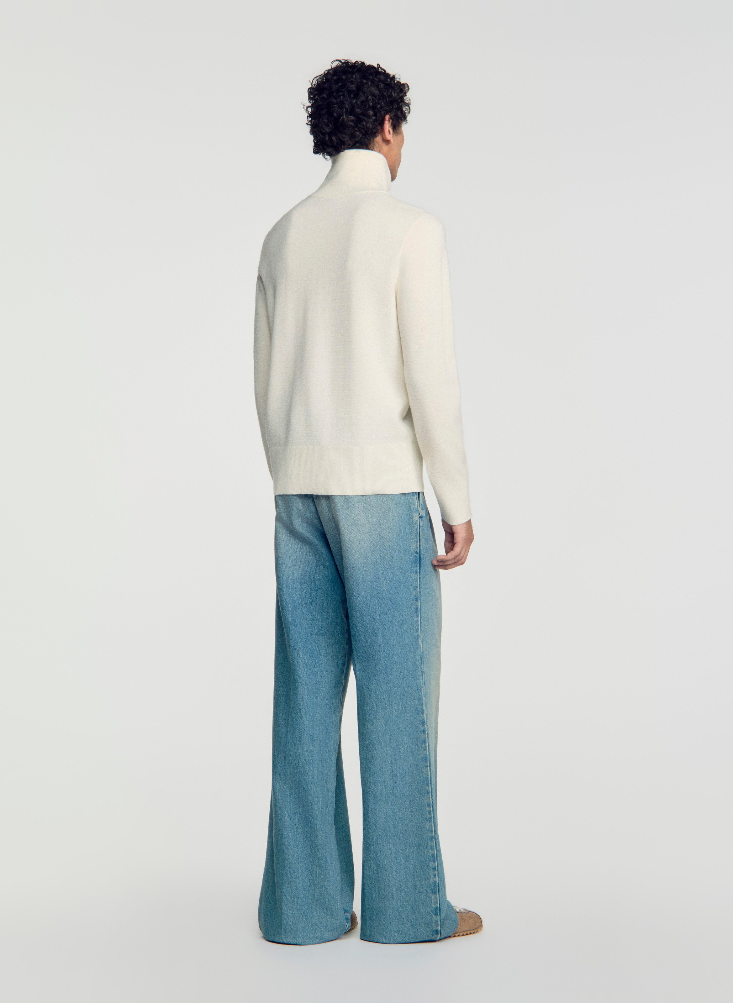 Gilet zippé en laine mélangée SANDRO Beige