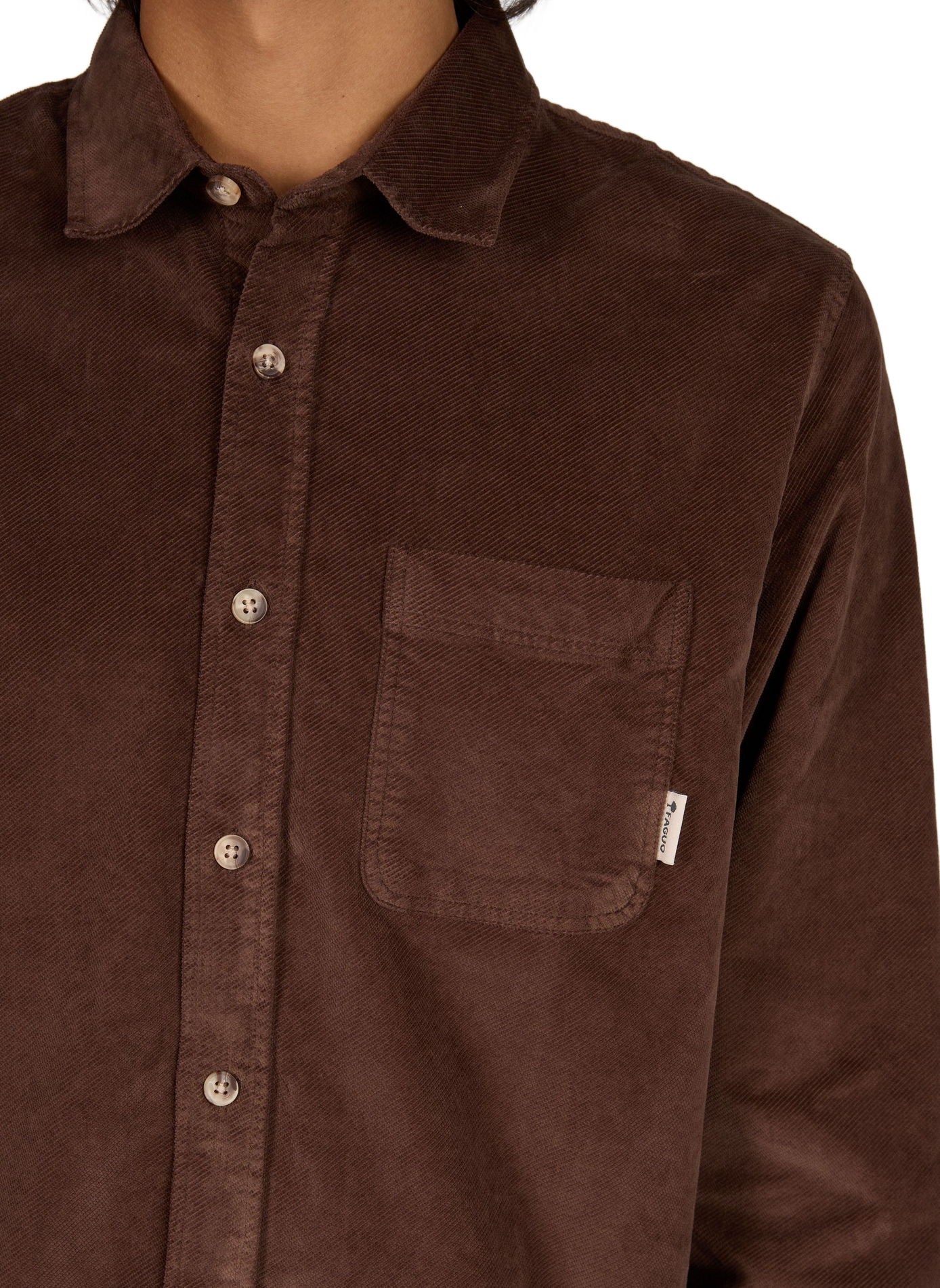 Chemise droite en velours unie FAGUO Marron
