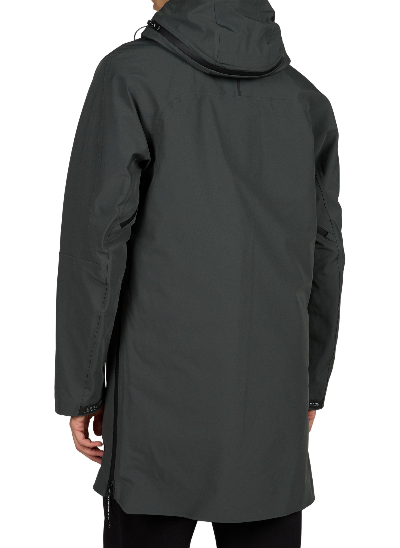 Long straight plain hooded parka KRAKATAU Khaki