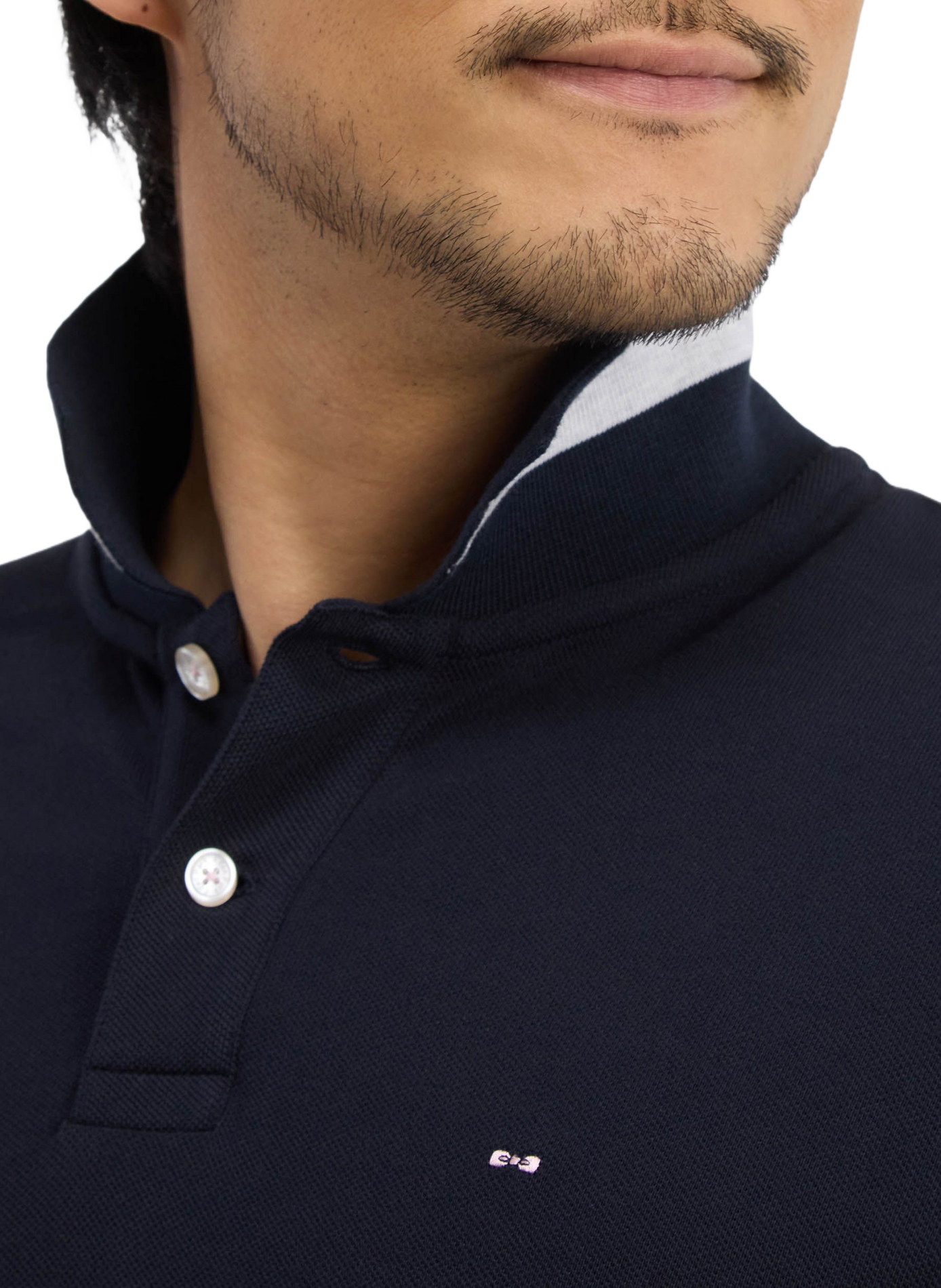 Gerader Baumwoll-Poloshirt EDEN PARK Blau
