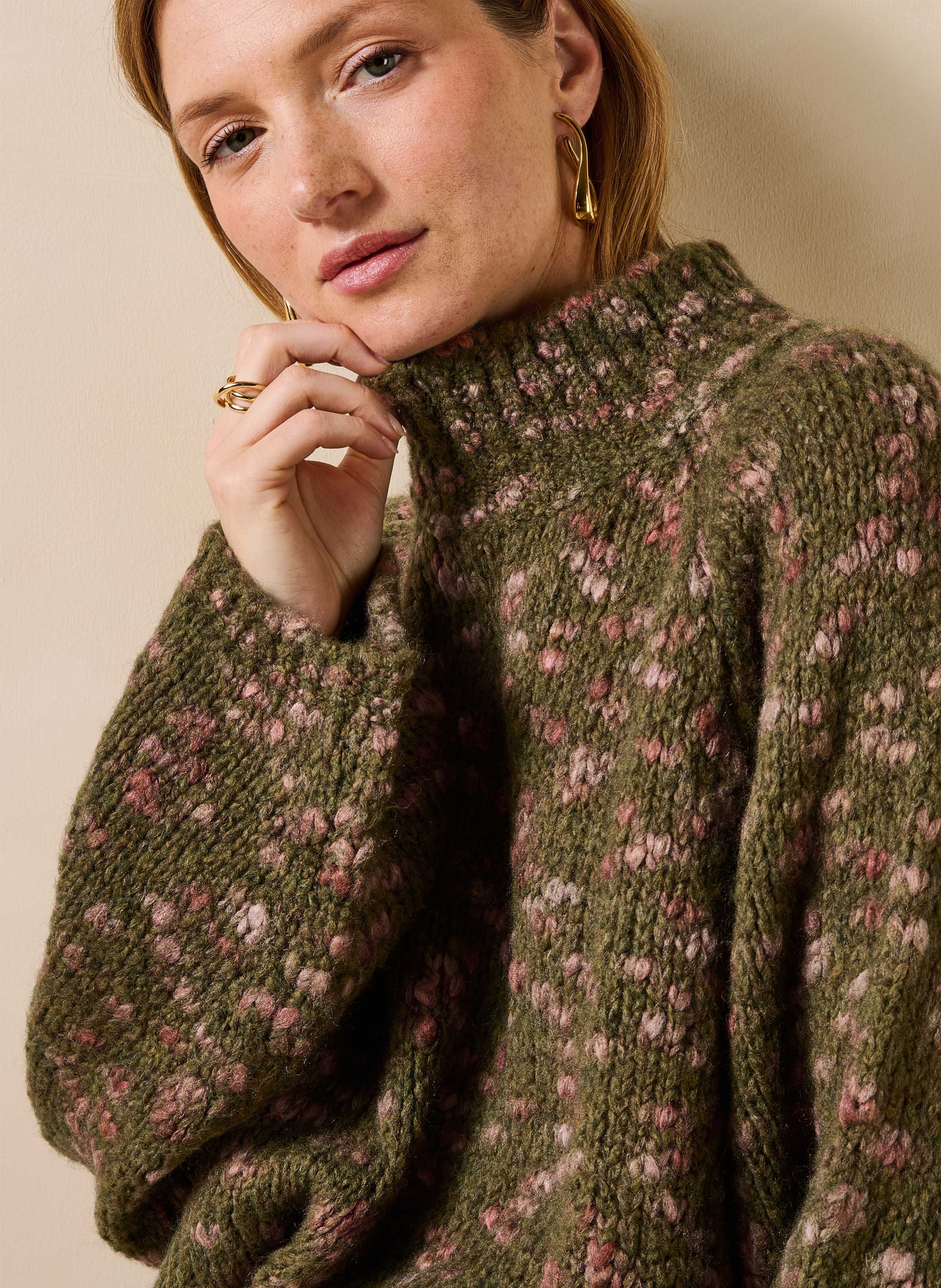 Oversized gebreide trui met opstaande kraag LA FEE MARABOUTEE Groen