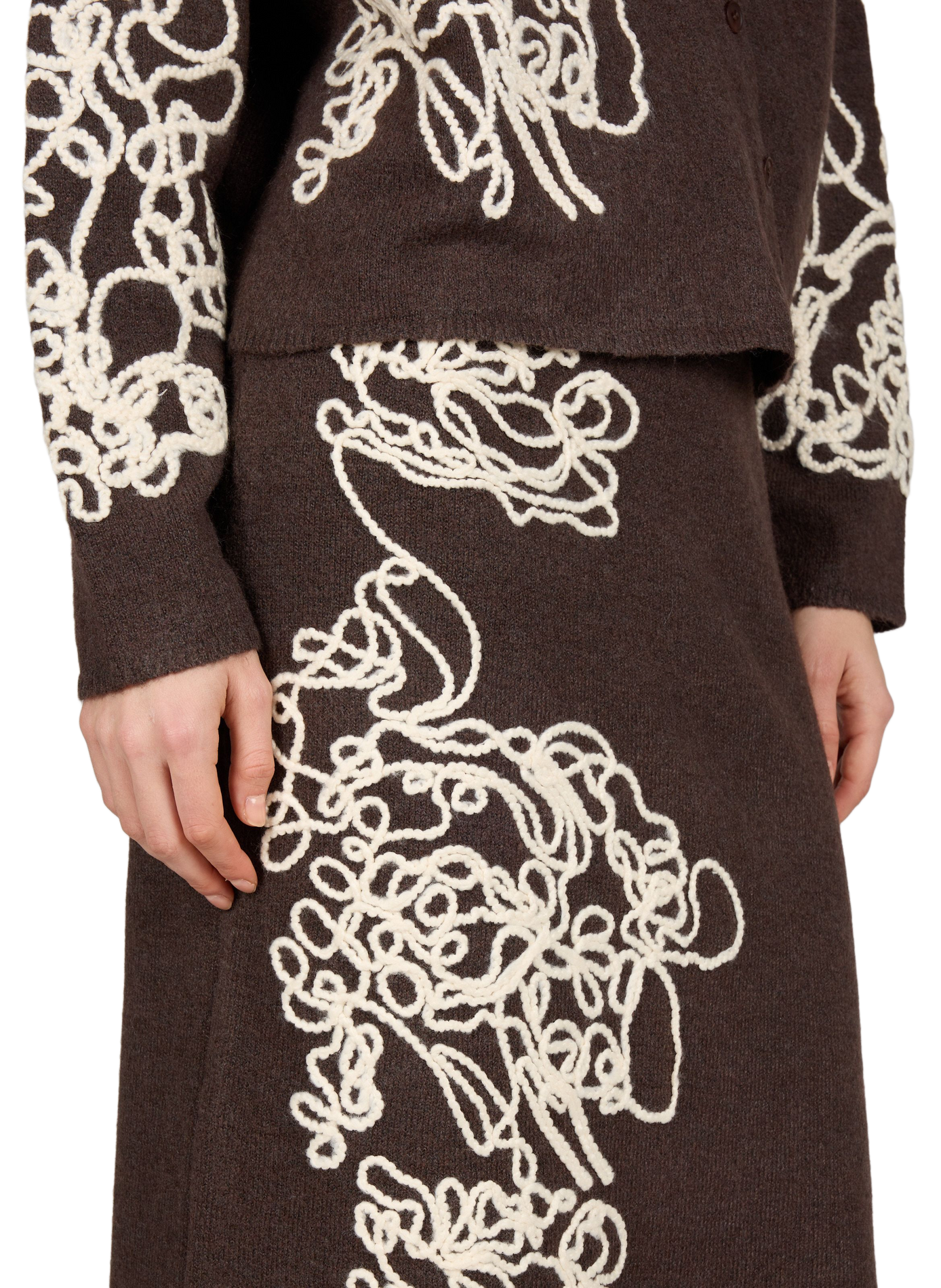 Long straight knit skirt MUS & BOMBON Brown