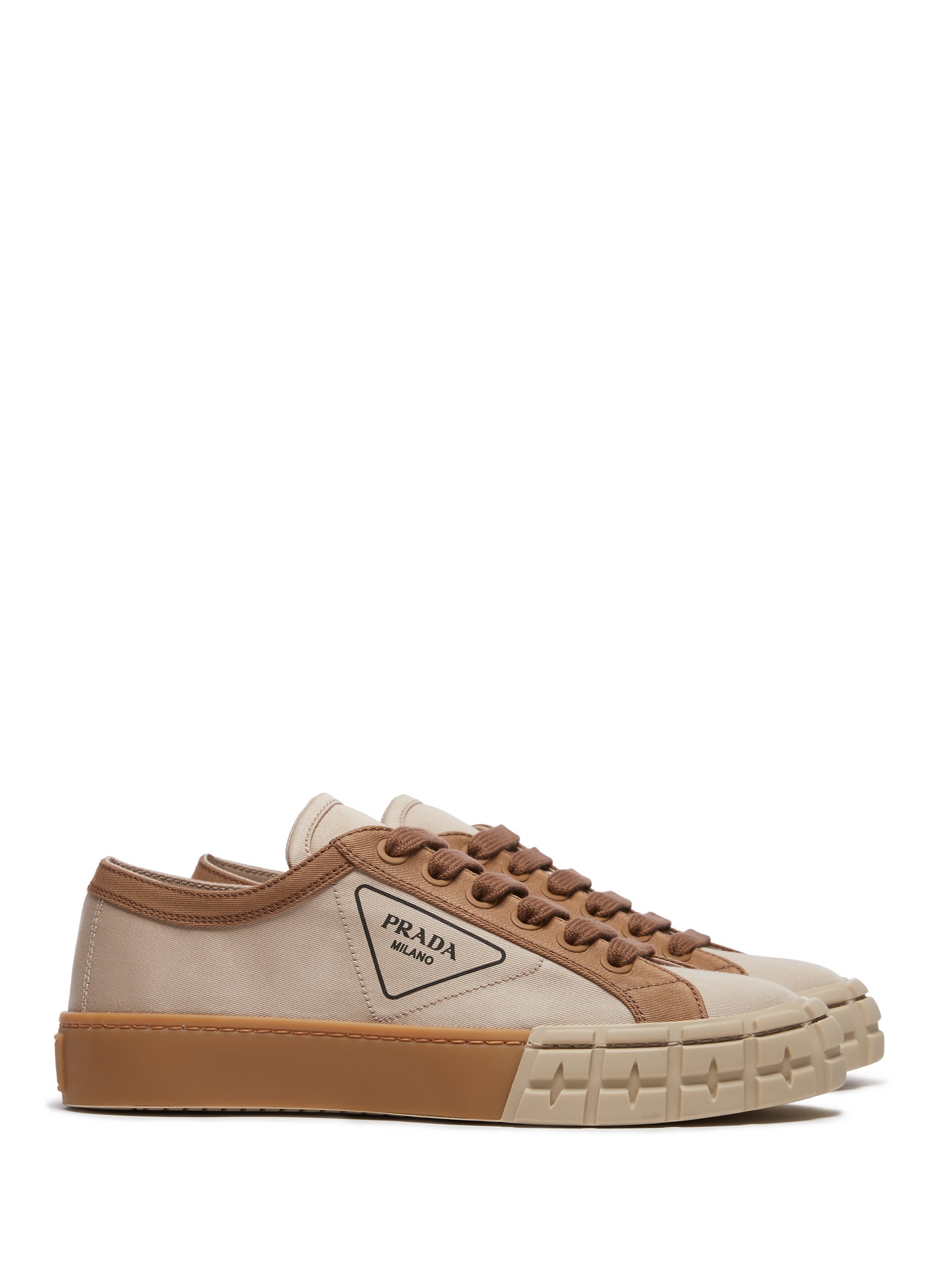 Gabardine Sneakers PRADA Brown
