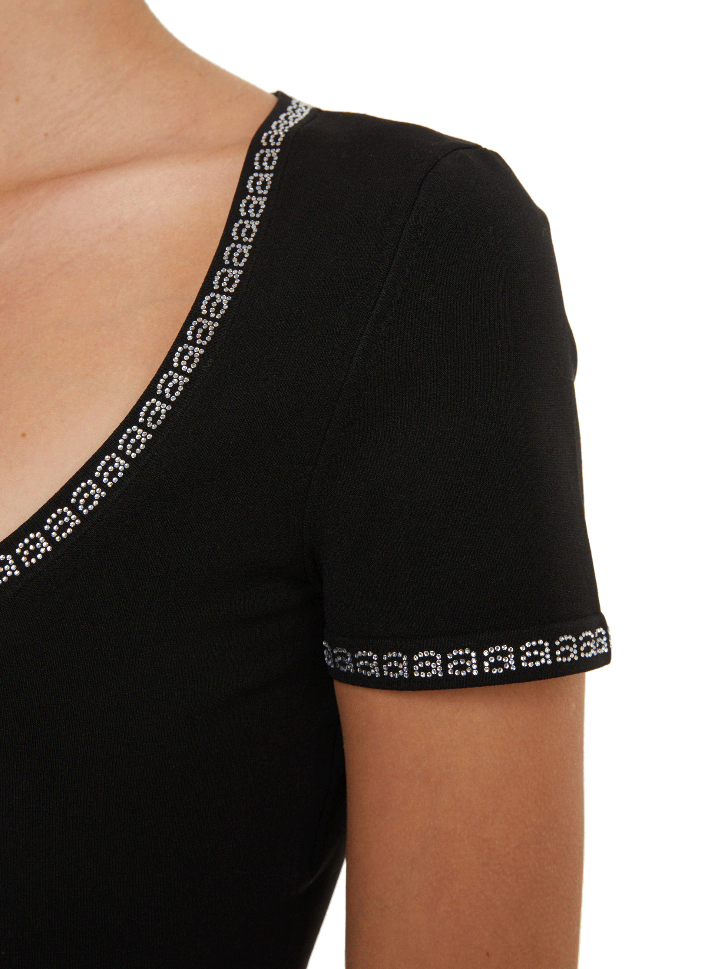 Top court avec strass ALEXANDER WANG Noir