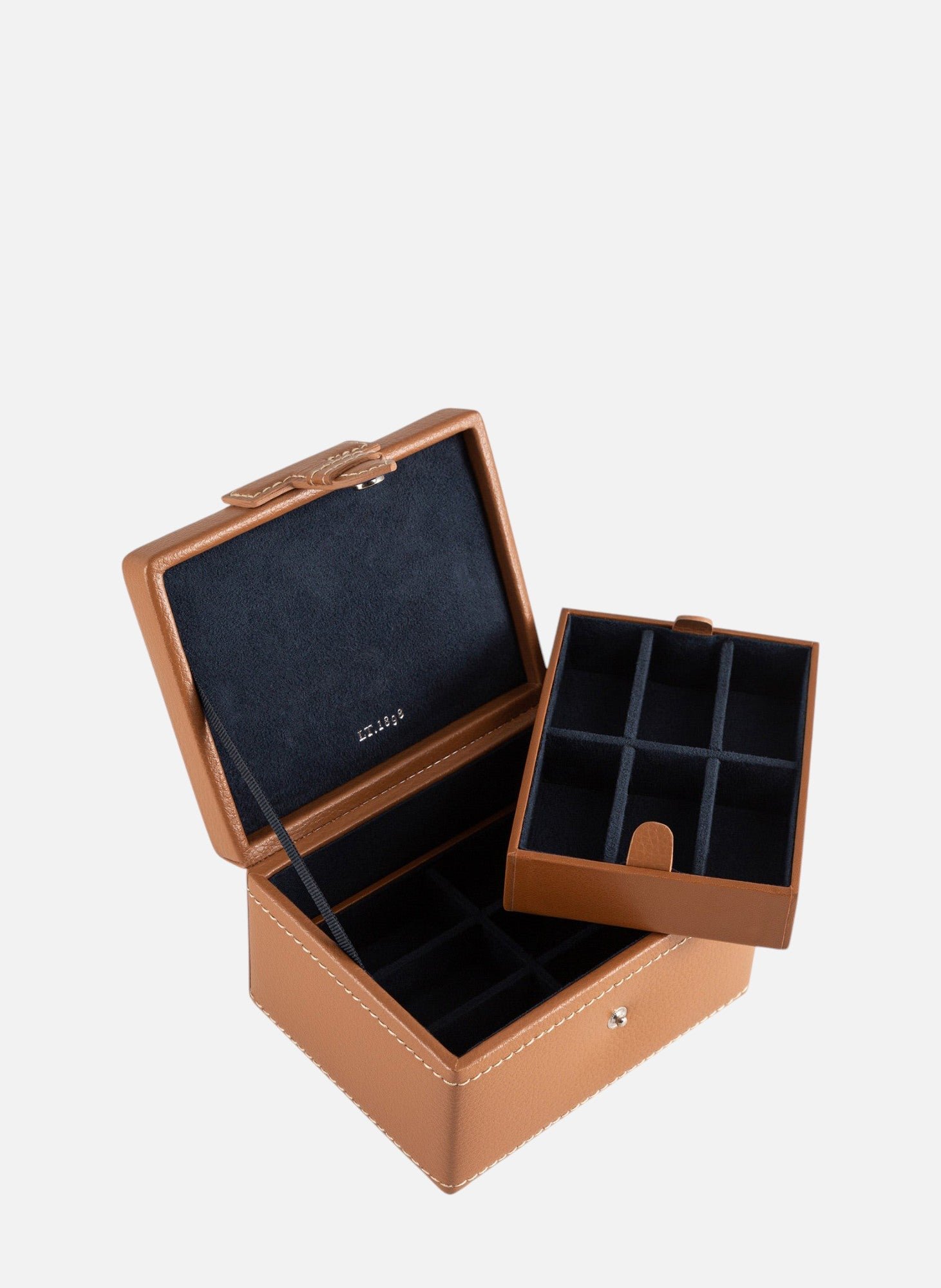 Coffret boutons de manchettes en cuir LE TANNEUR Marron