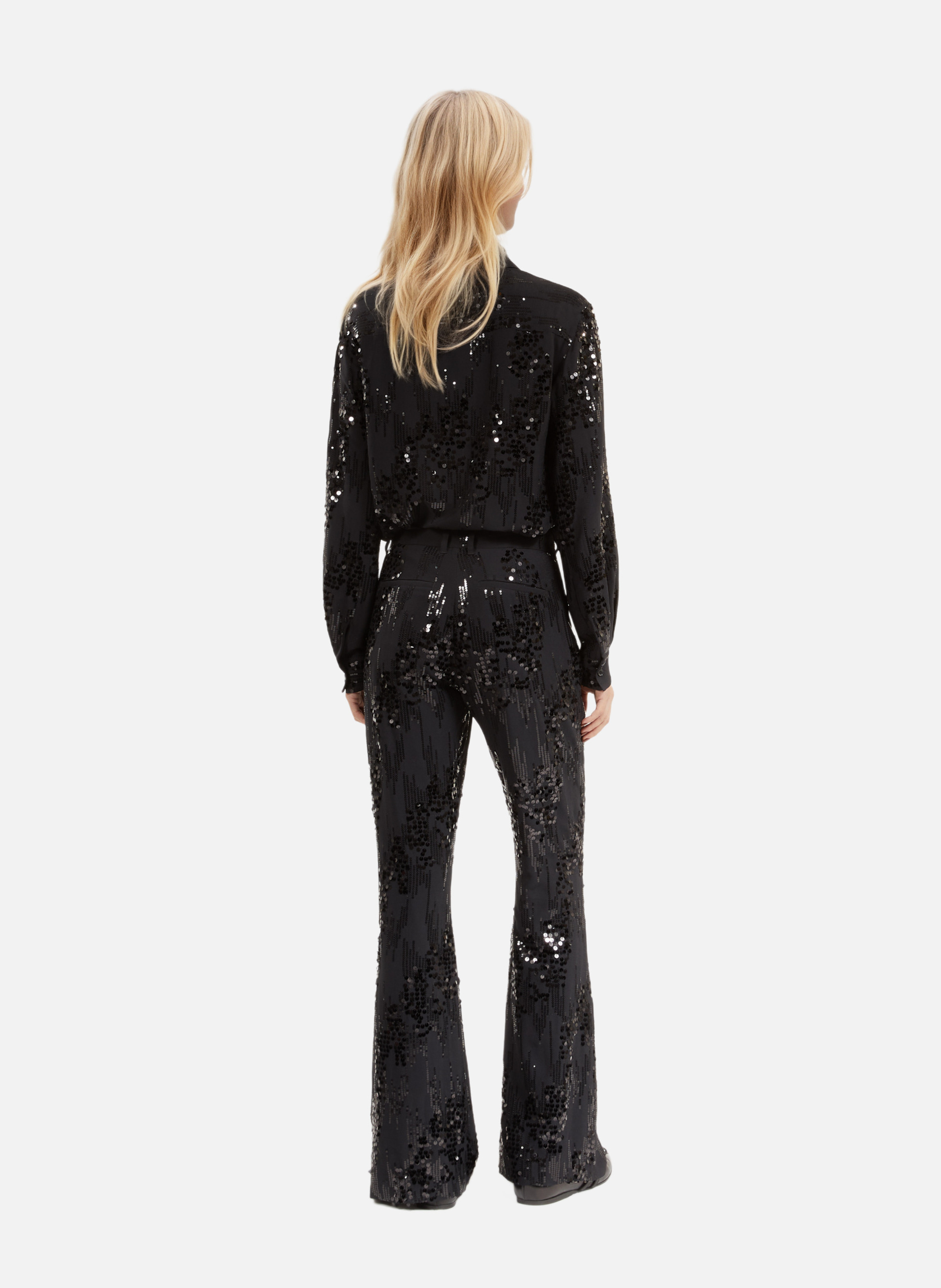 Pantalon flare à sequins THE KOOPLES Noir