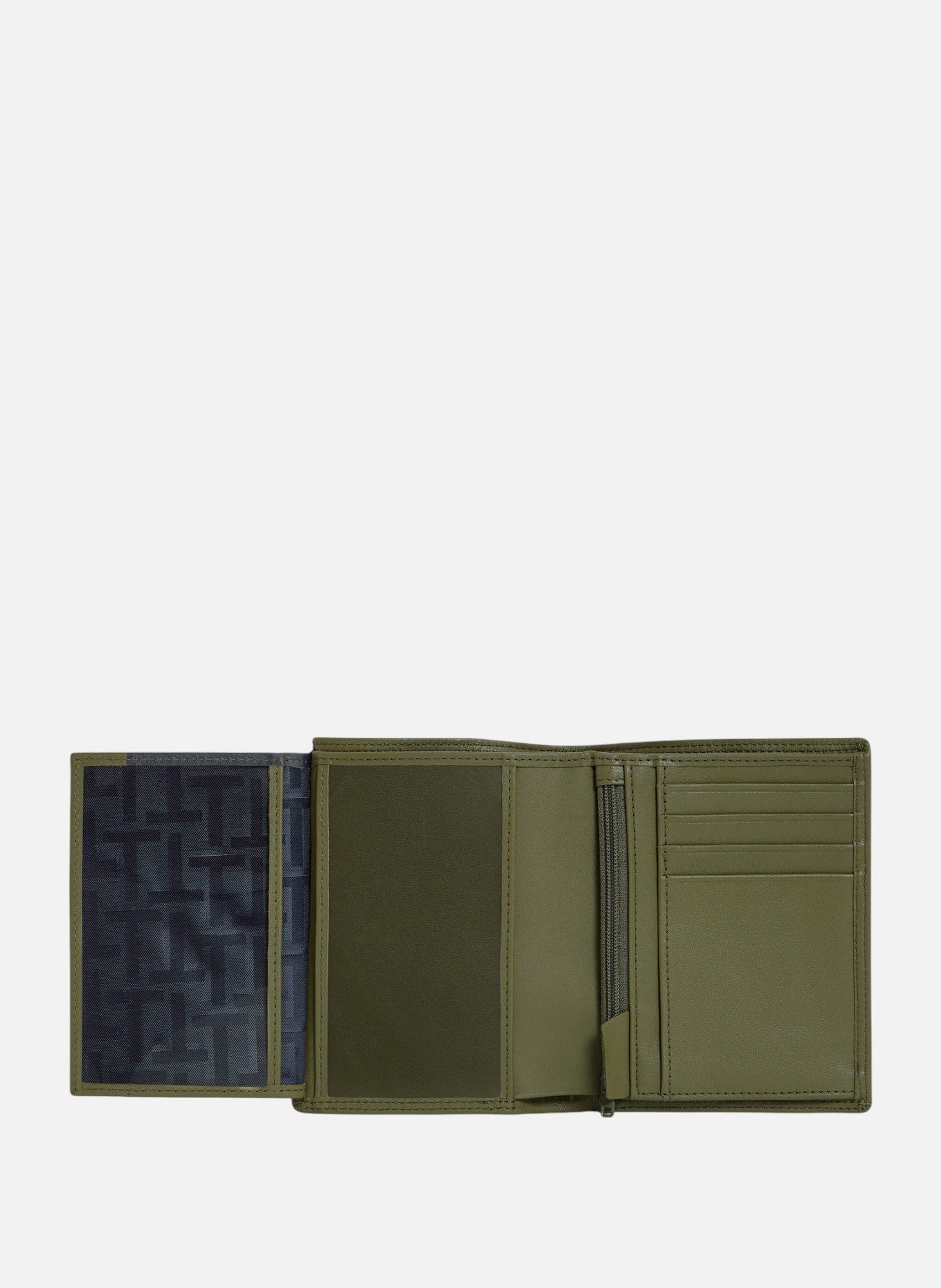 Portefeuille vertical moyen modèle zippé 2 volets martin en cuir lisse LE TANNEUR Vert