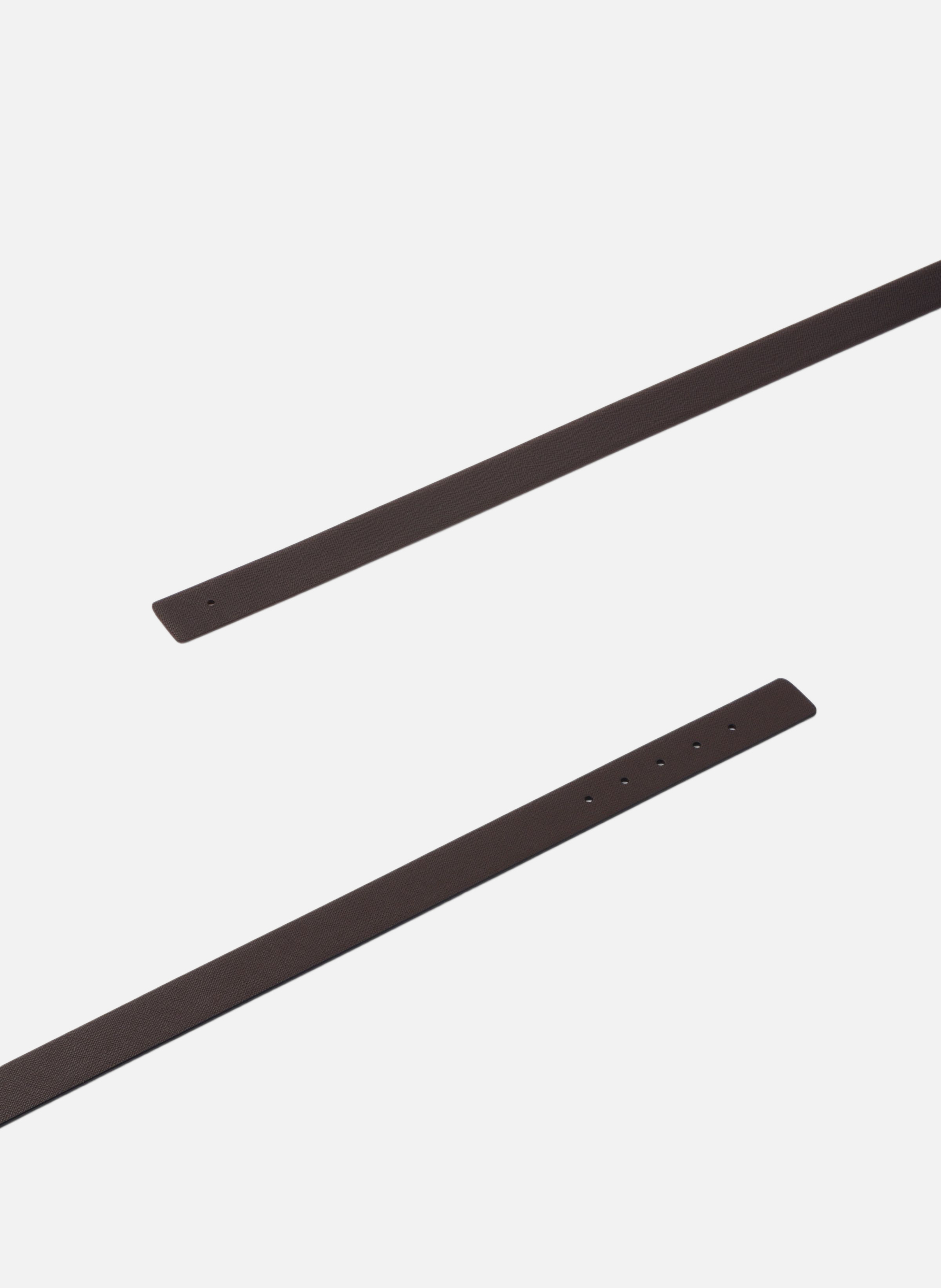 Ceinture réversible en cuir saffiano PRADA Marron