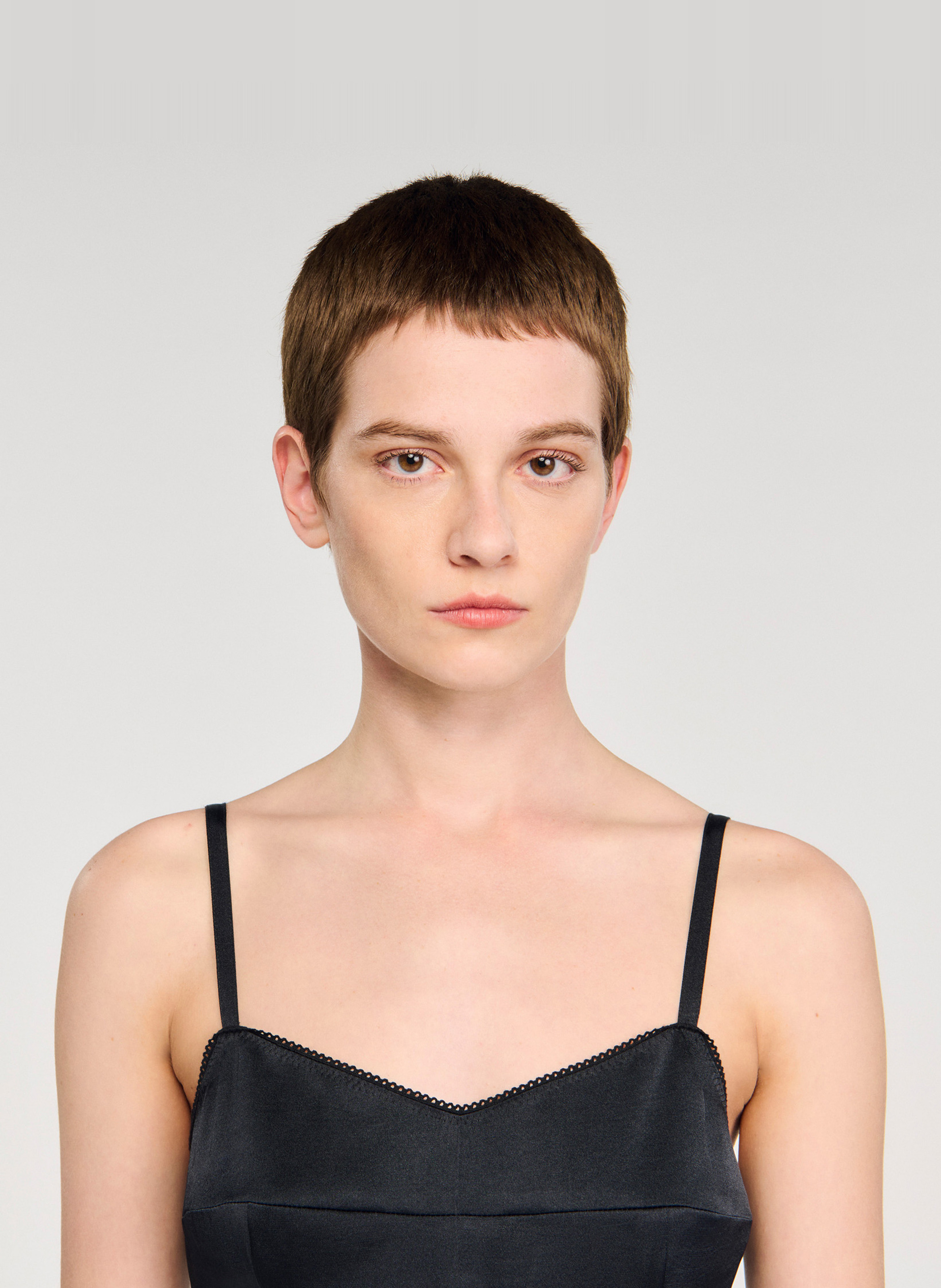 Robe longue satinée SANDRO Bleu