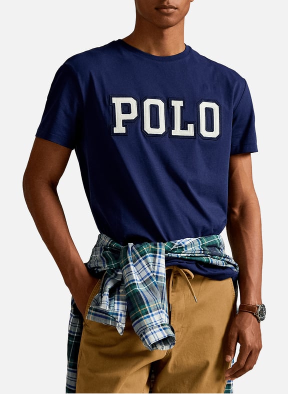 Straight round neck cotton T-shirt Blue by POLO RALPH LAUREN POLO RALPH LAUREN Straight round neck cotton T-shirt Blue