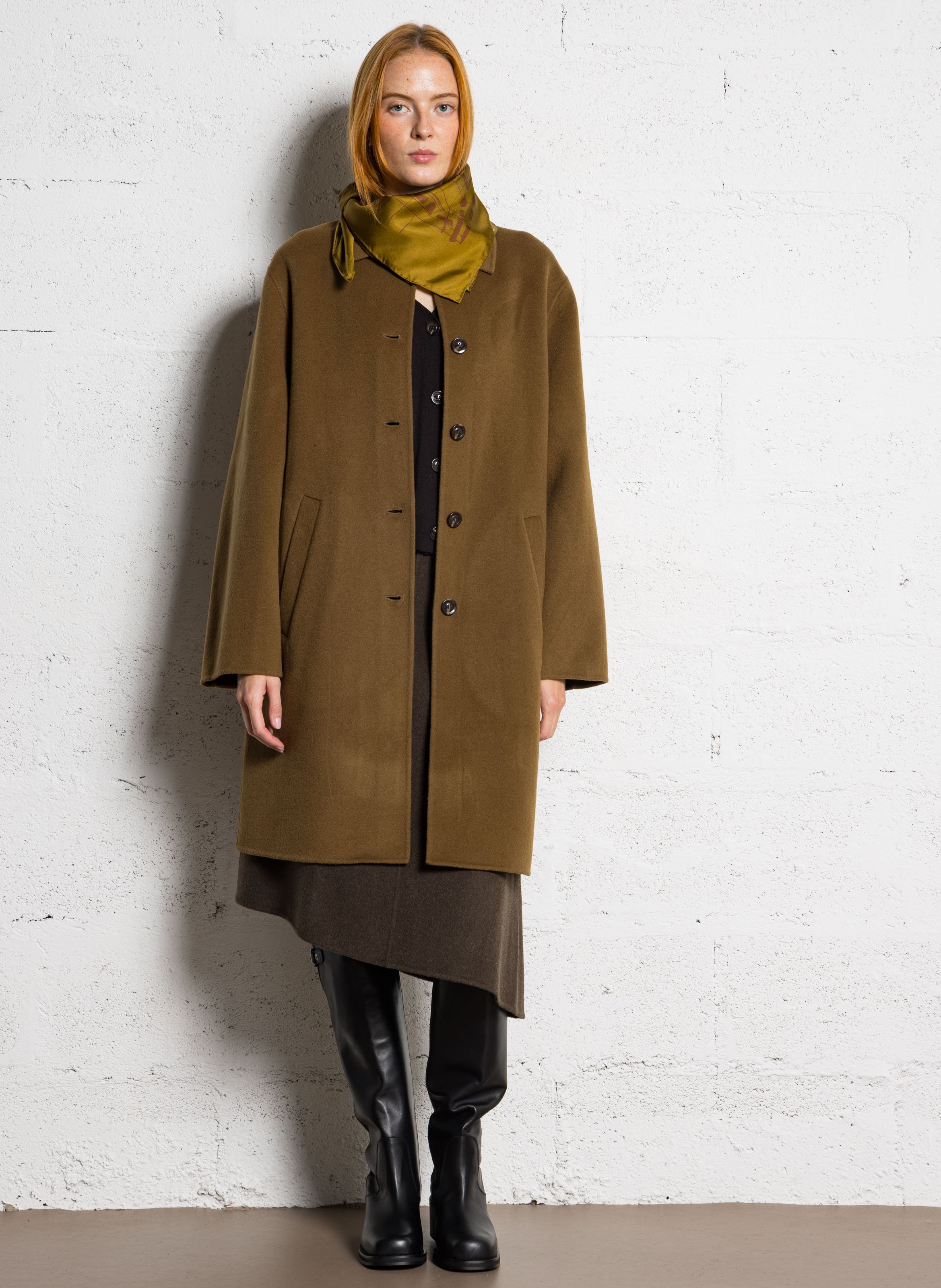 Manteau droit col classique en laine mélangée faubourg SOEUR Marron