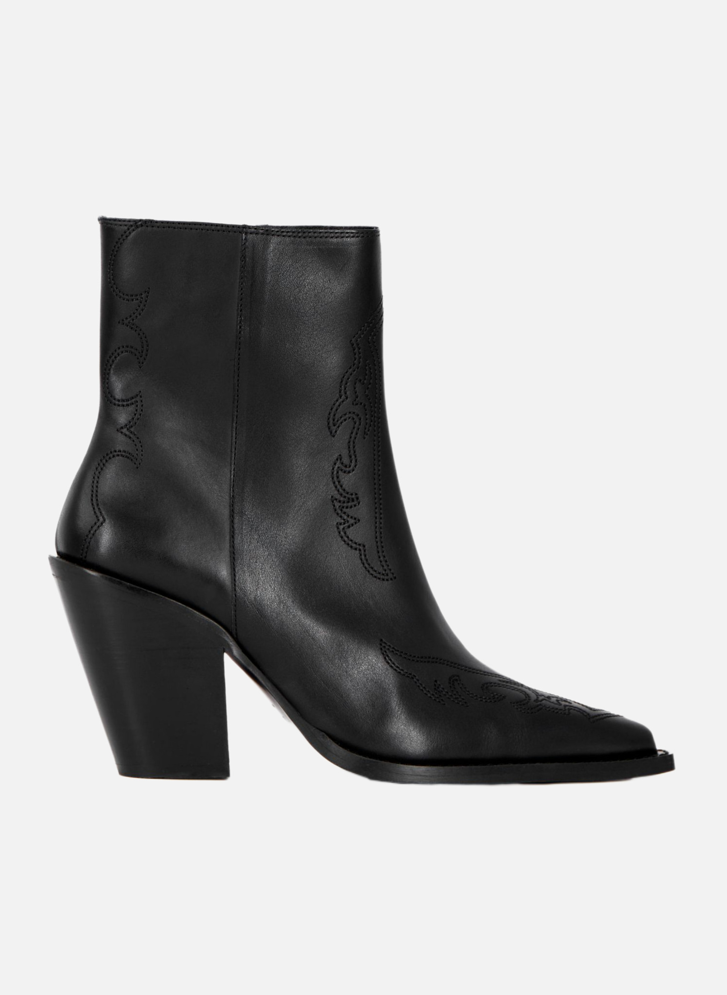 Bottines à talons en cuir avec broderies THE KOOPLES Noir