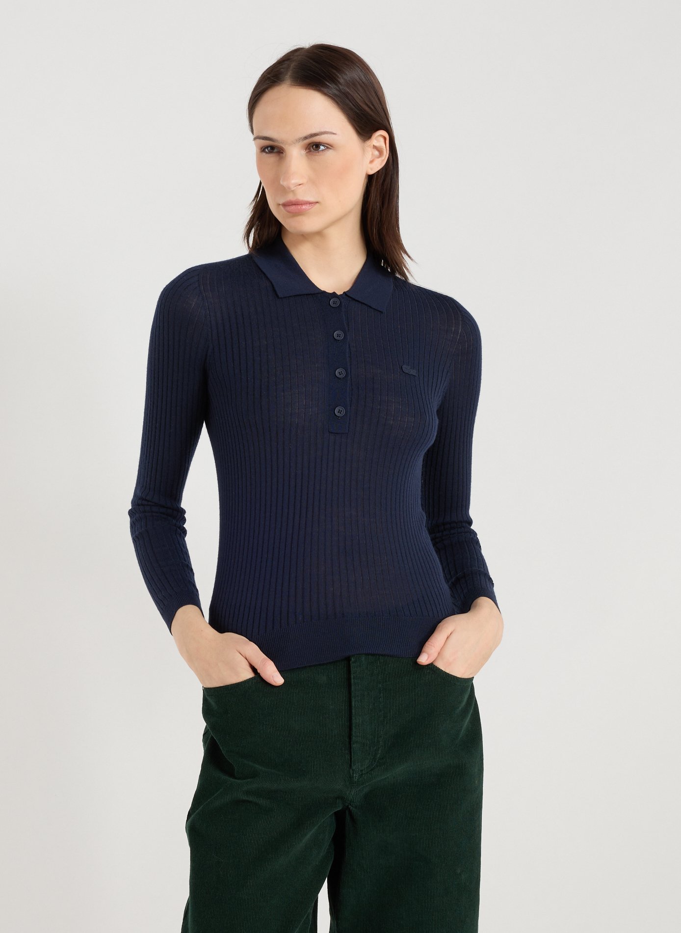 LACOSTE Polo à manches longues en laine Bleu