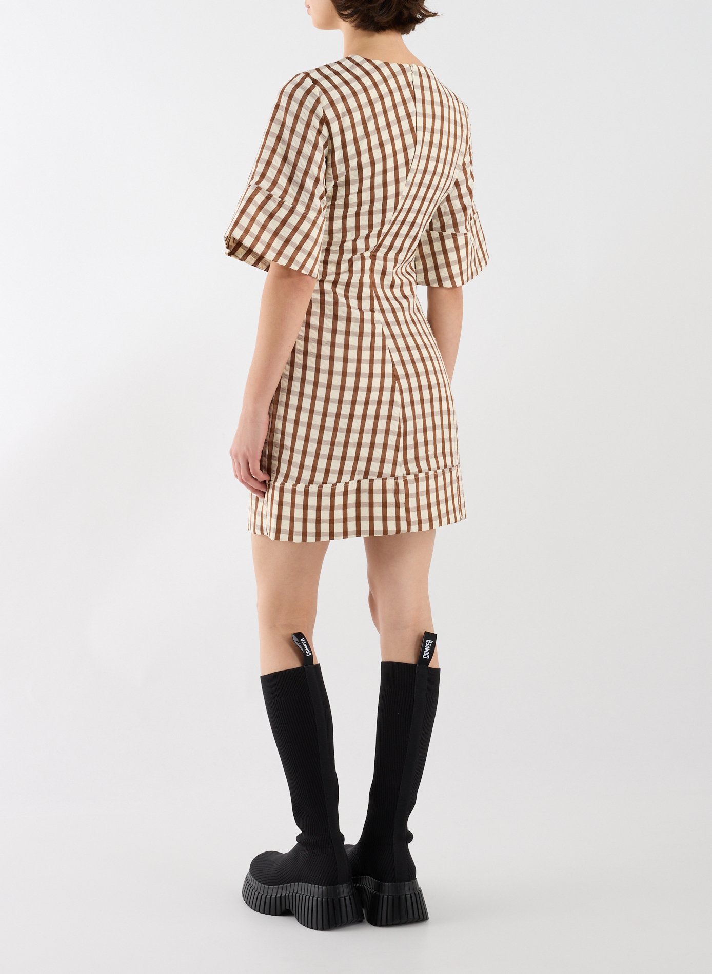 Robe courte à carreaux  TOPSHOP Marron