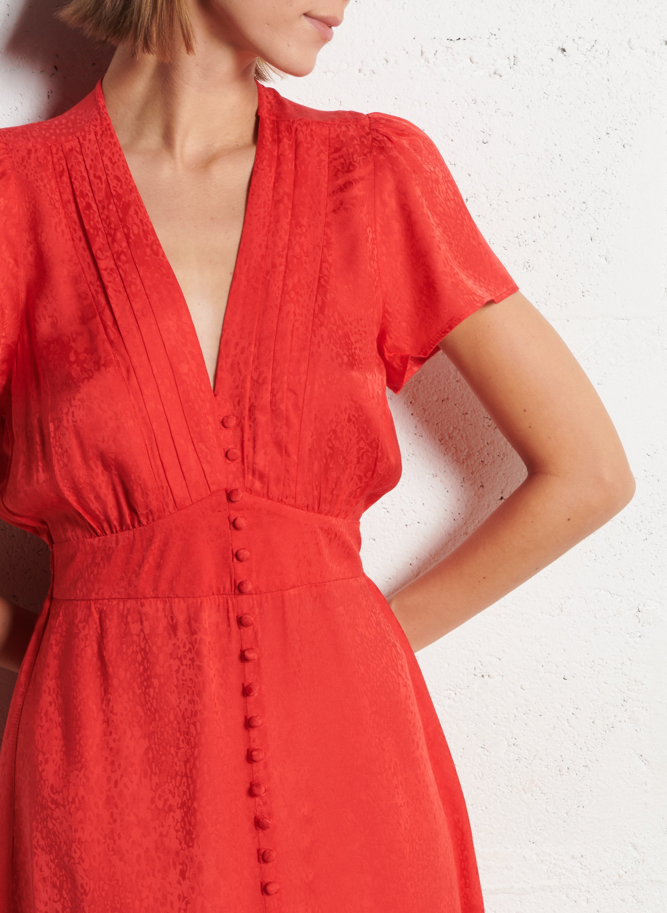 Robe courte col v IKKS Rouge