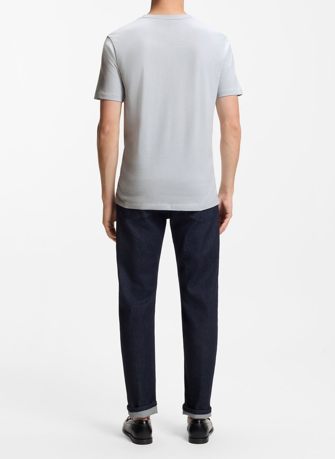 Tee-shirt à manches courtes col rond en coton BOSS Gris