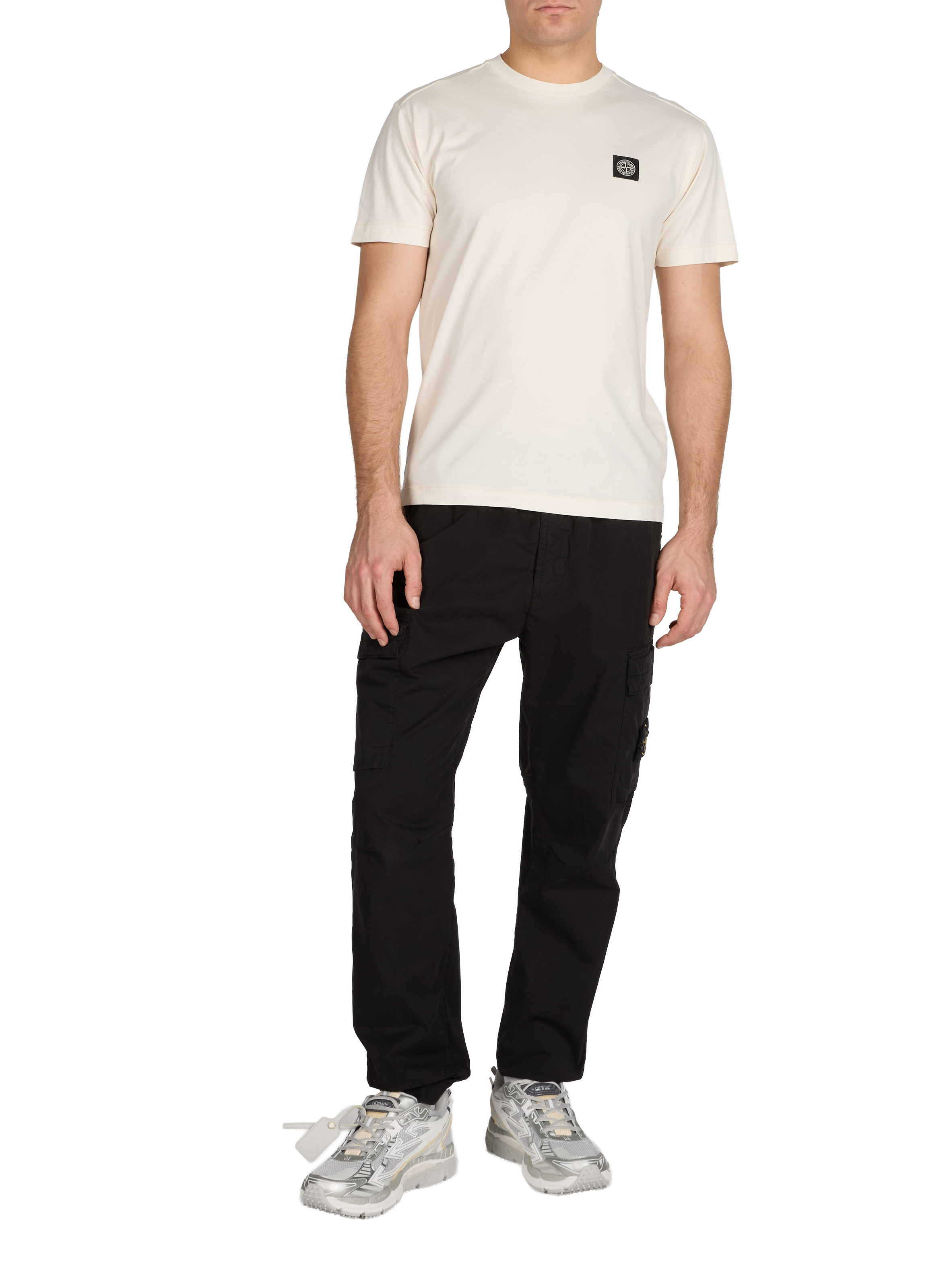 Pantalon cargo en coton mélangé STONE ISLAND Noir