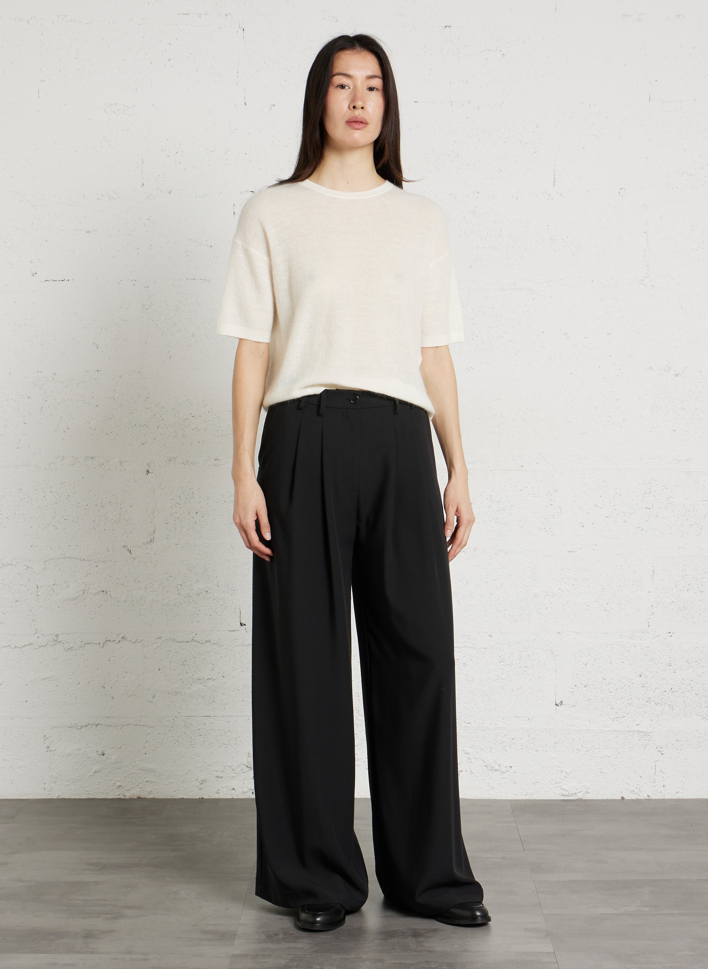 Pull col rond en mohair mélangé paolo bis MAISON 123 Blanc