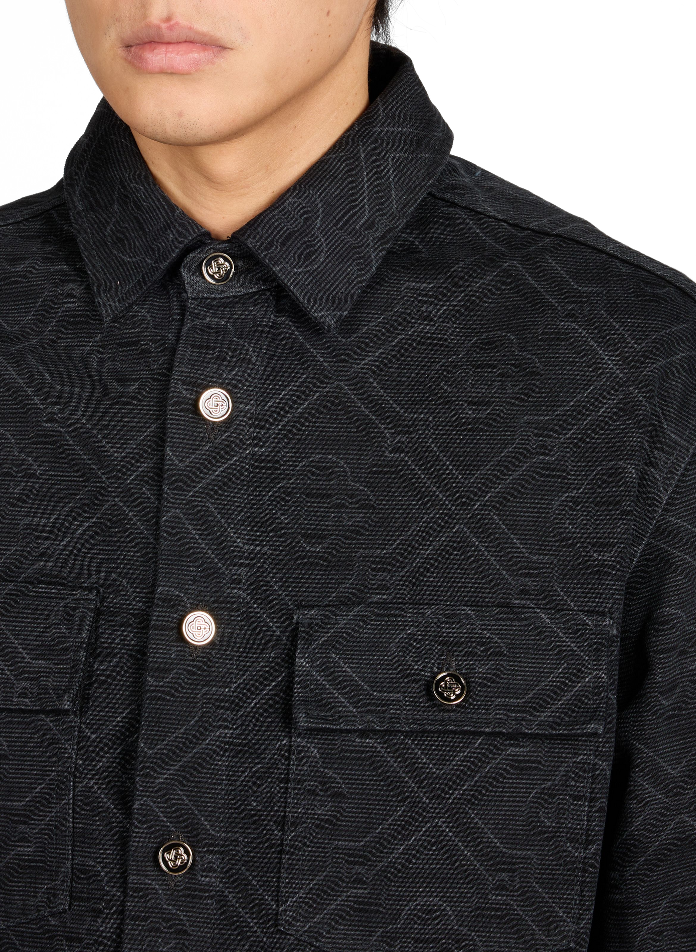 Chemise droite brodée en coton CASABLANCA PARIS Noir