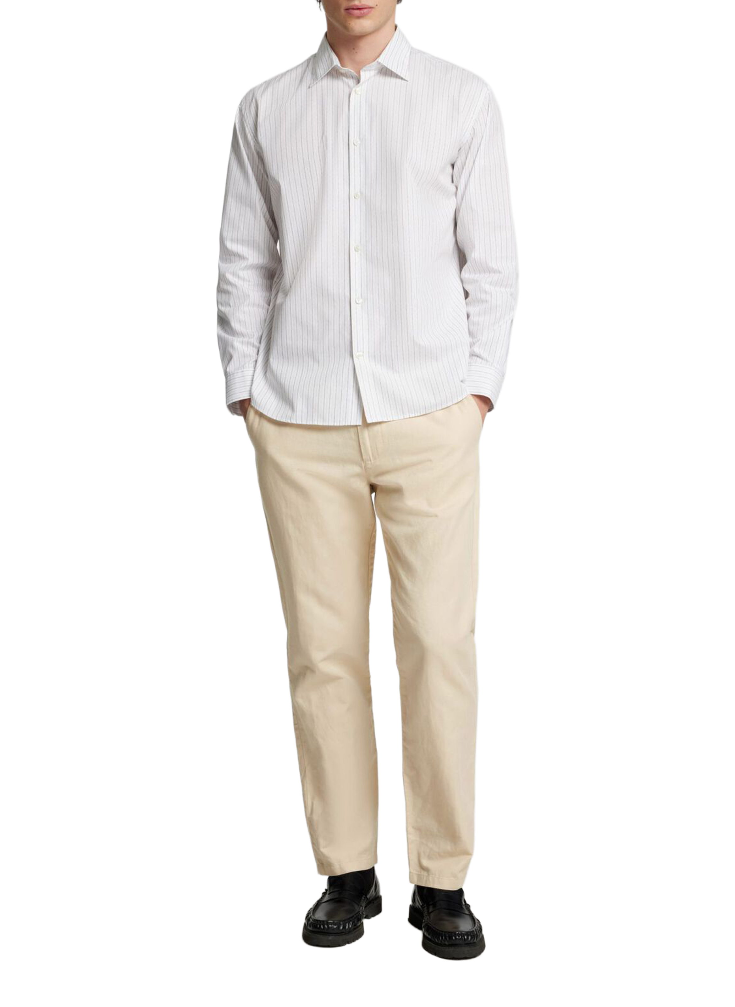 Cotton and linen trousers SELECTED Beige