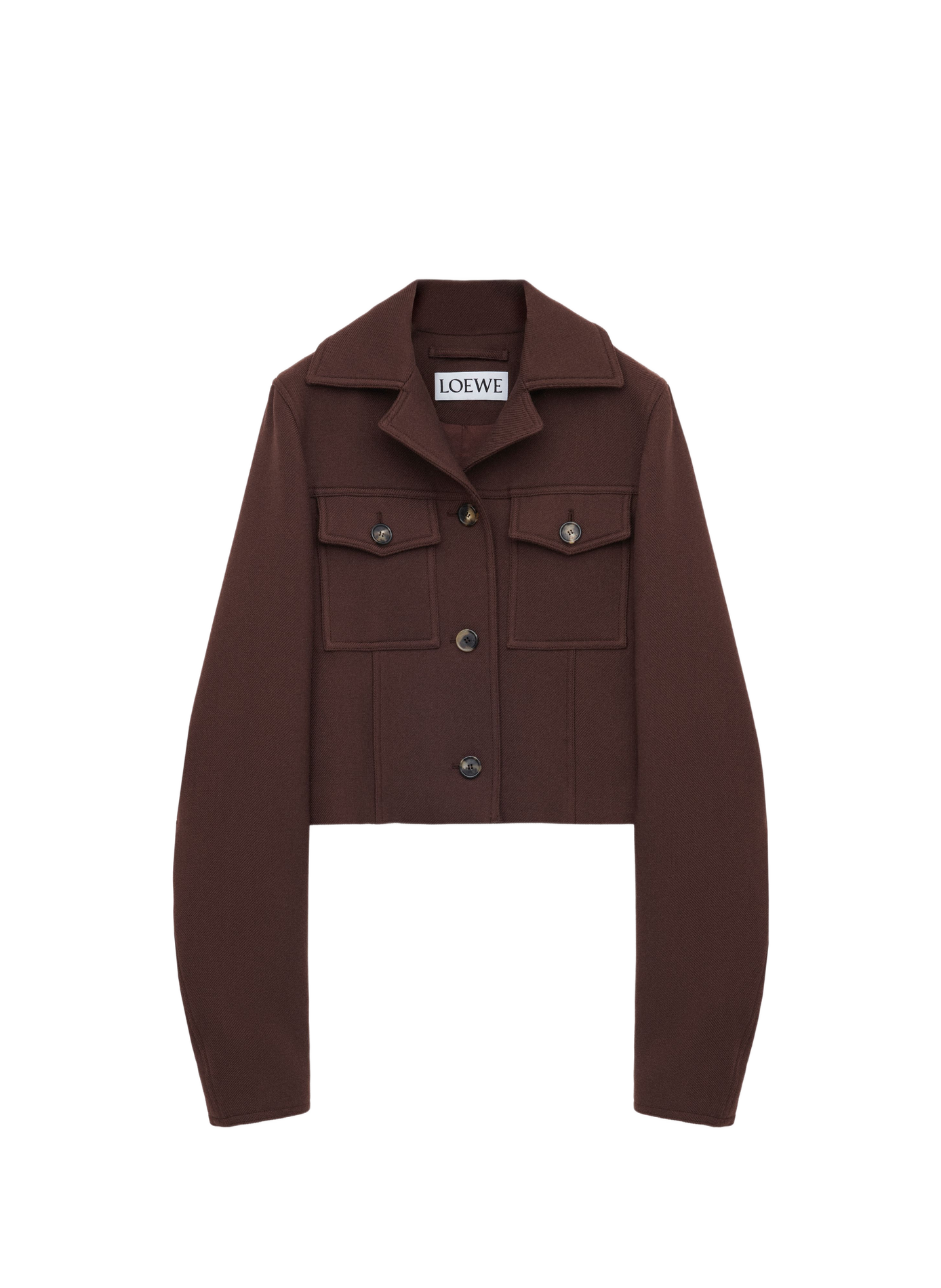 Veste courte droite en laine LOEWE Marron