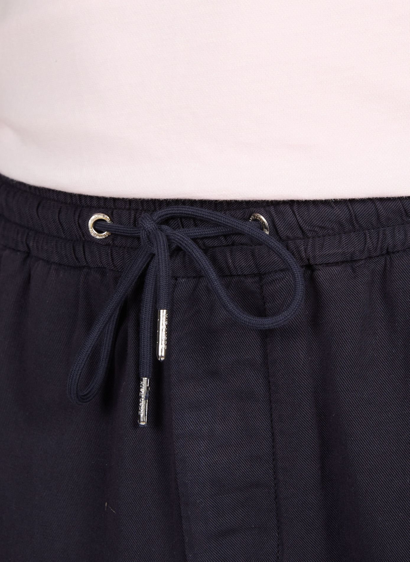 Pantalón ancho de algodón y lino mezclados Azul