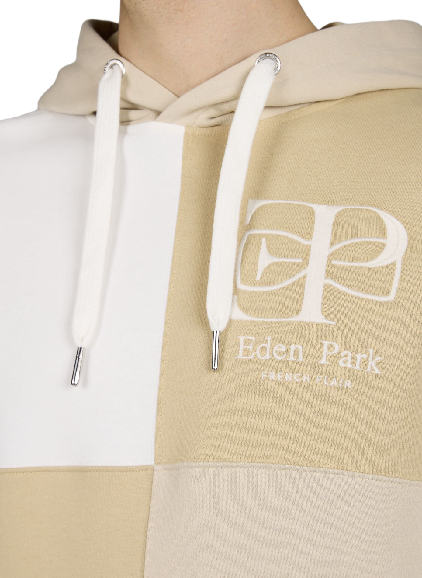 Sweat à capuche colorblock en coton EDEN PARK Bleu